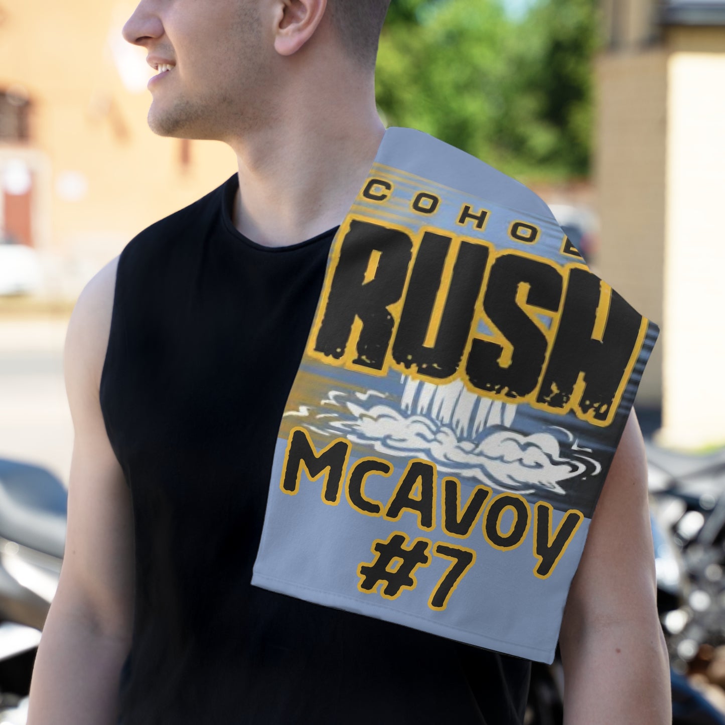 Rush Team Towel, 11x18 (Blue gray and White)