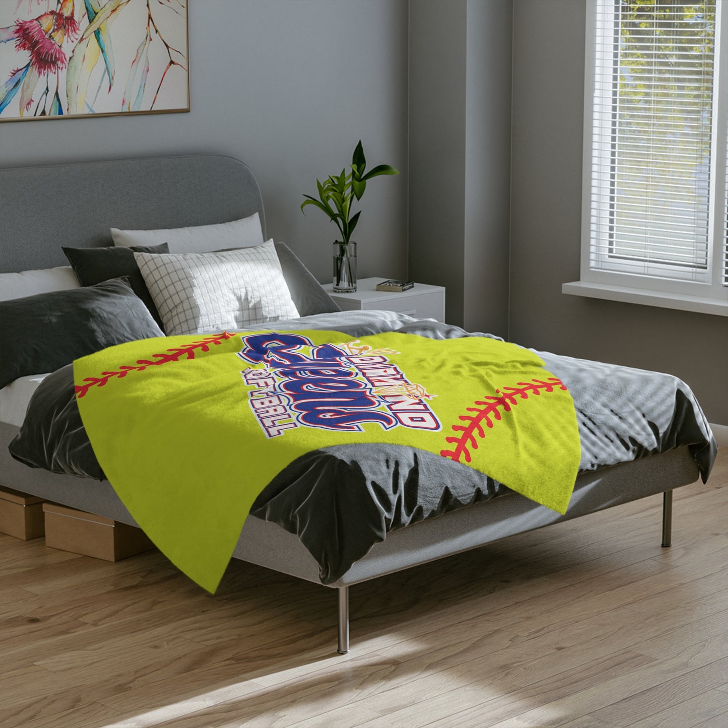 Softball Diamond Queens Blanket, Cozy Microfiber Throw
