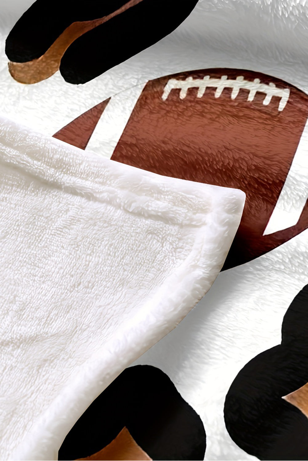 White Leopard & Football Print Flannel Blanket