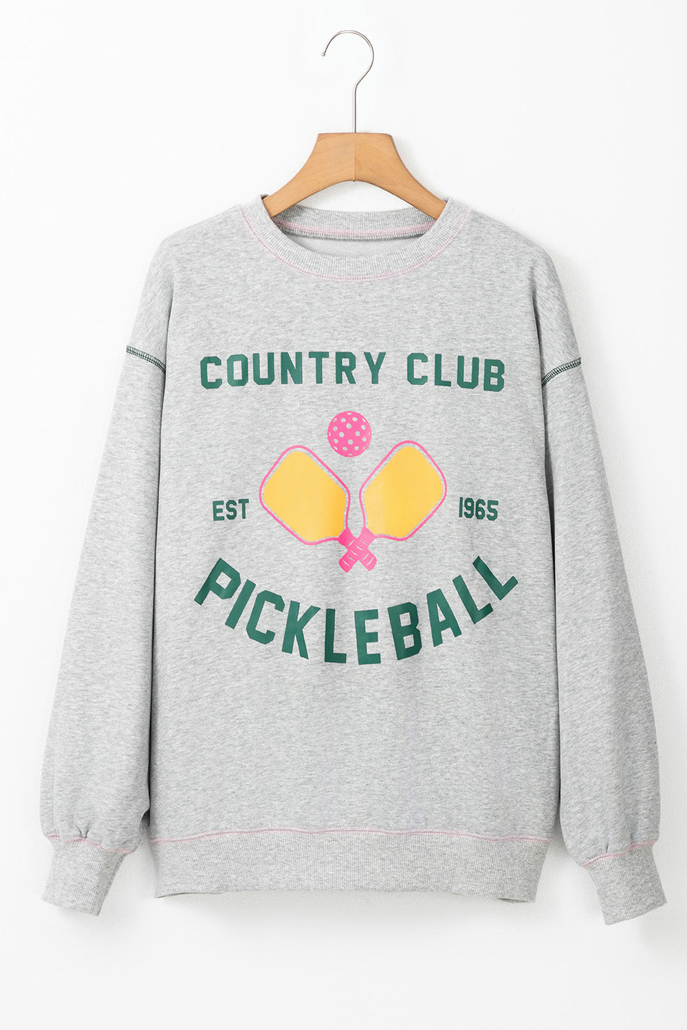 Light Grey COUNTRY CLUB PICKLEBALL Graphic Sweatshirt