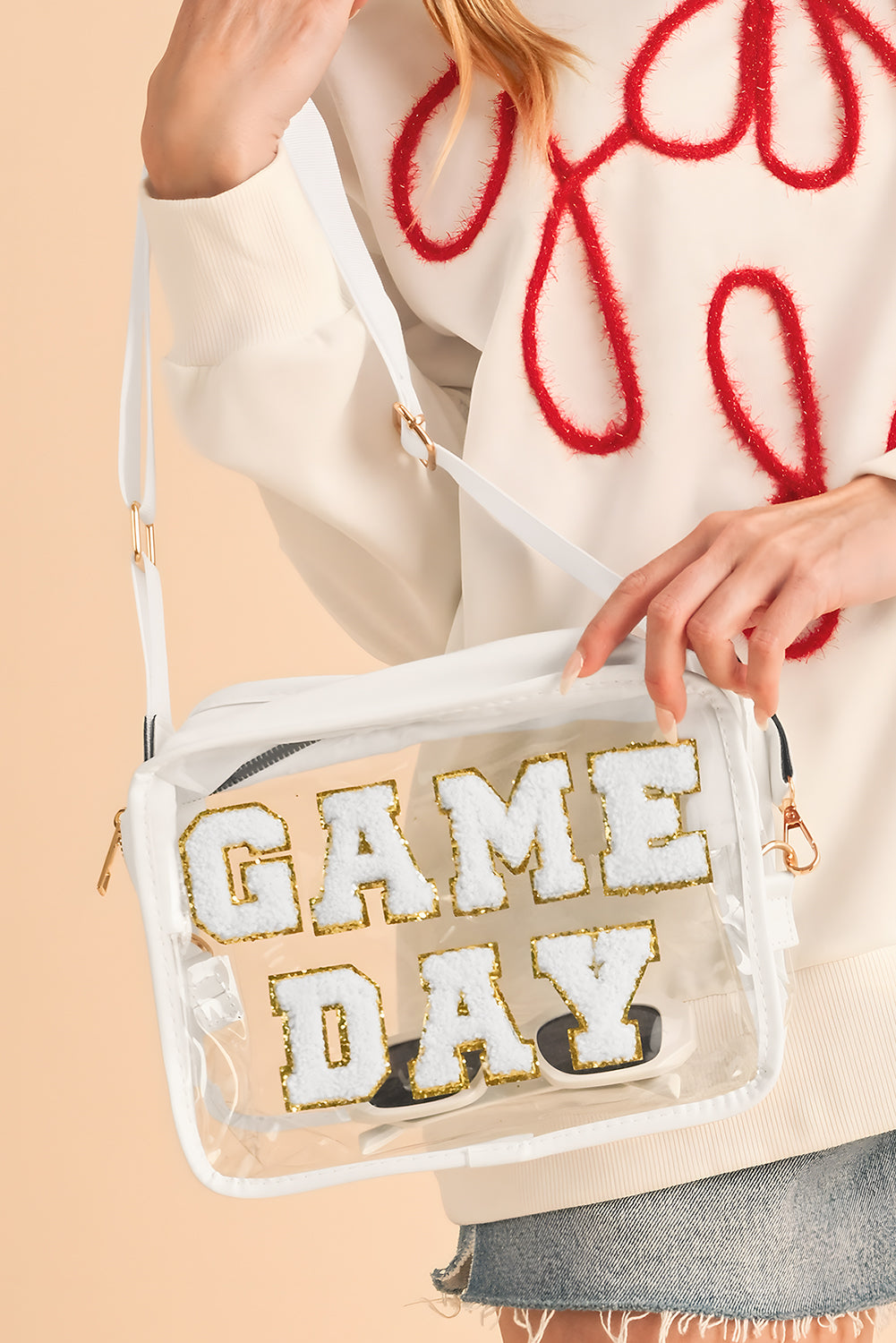 Black Chenille GAME DAY Pattern Clear Bag