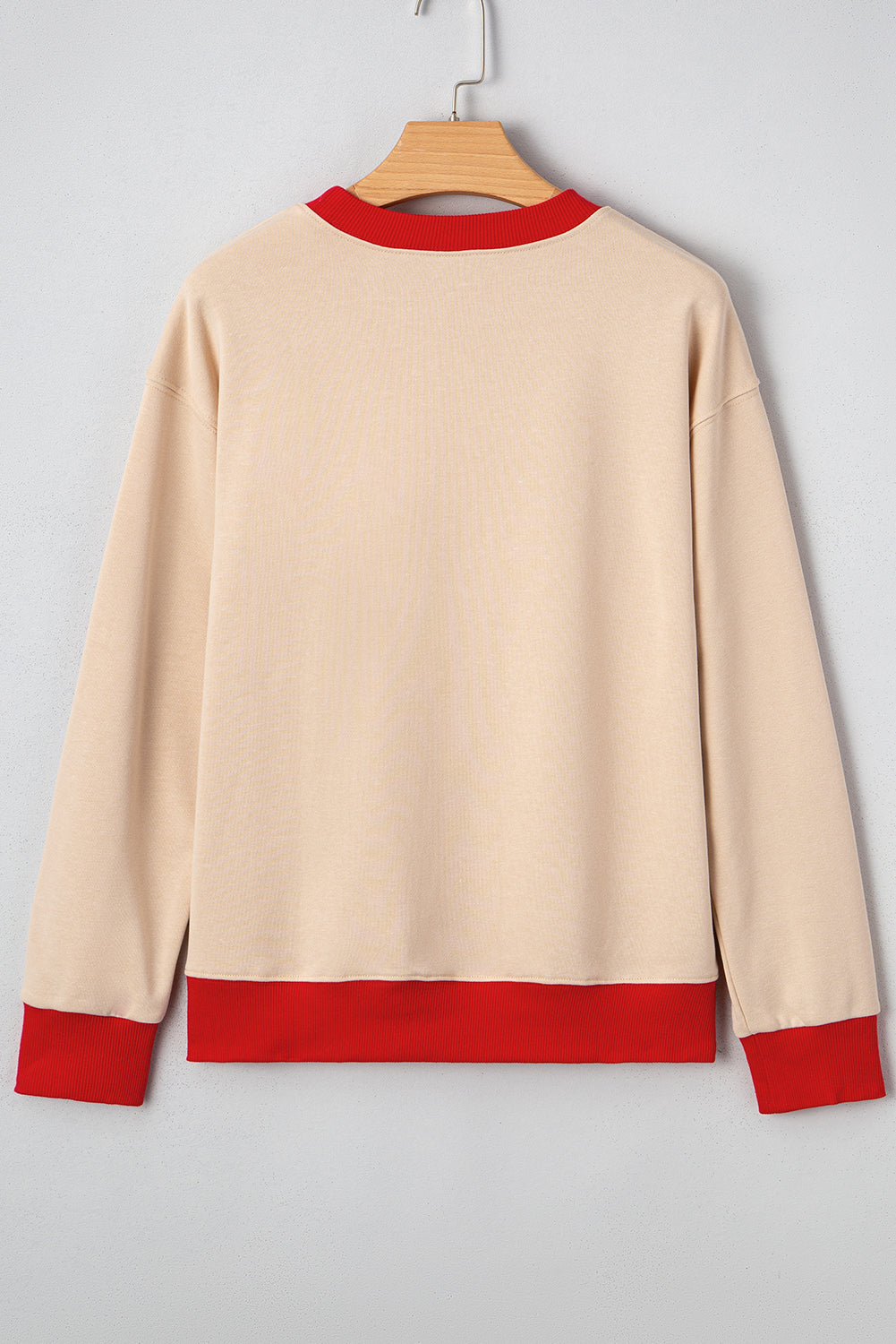 Red and White GAME DAY Letter Contrast Trim Baggy Sweatshirt