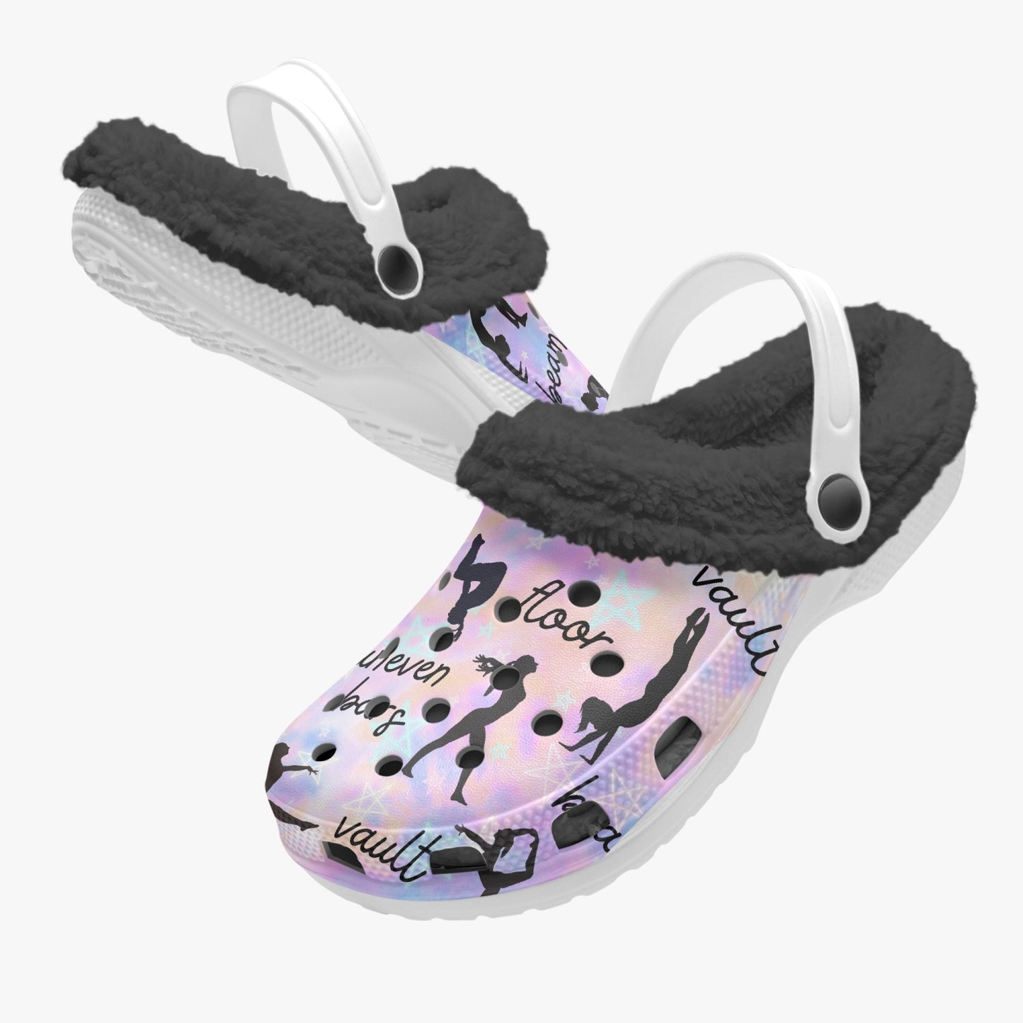 Gymnastics Print Fleeced Lined "crocs"