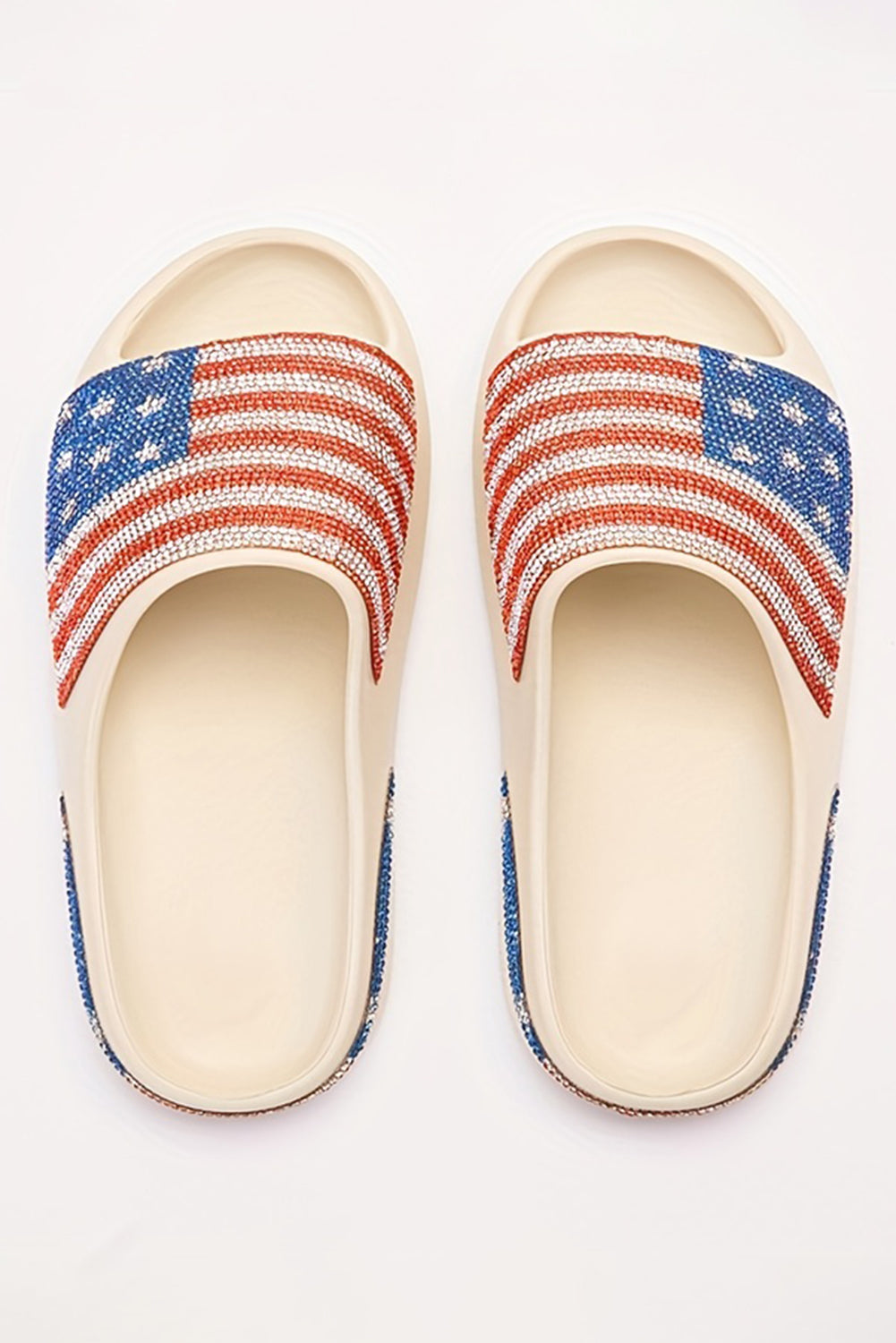 White Rhinestone American Flag Cloud Sandals