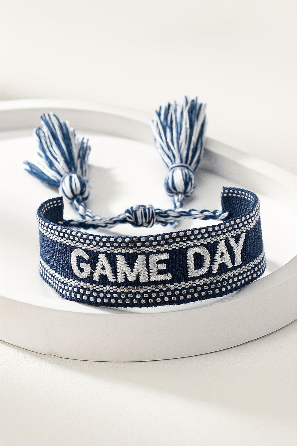 Ginger GAME DAY Embroidered Woven Tassel Decor Bracelet