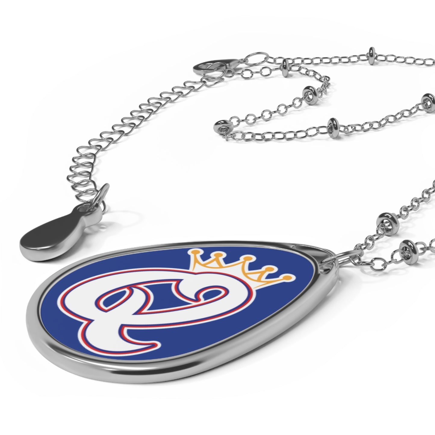 Elegant Diamond Queens Initial Q Oval Necklace