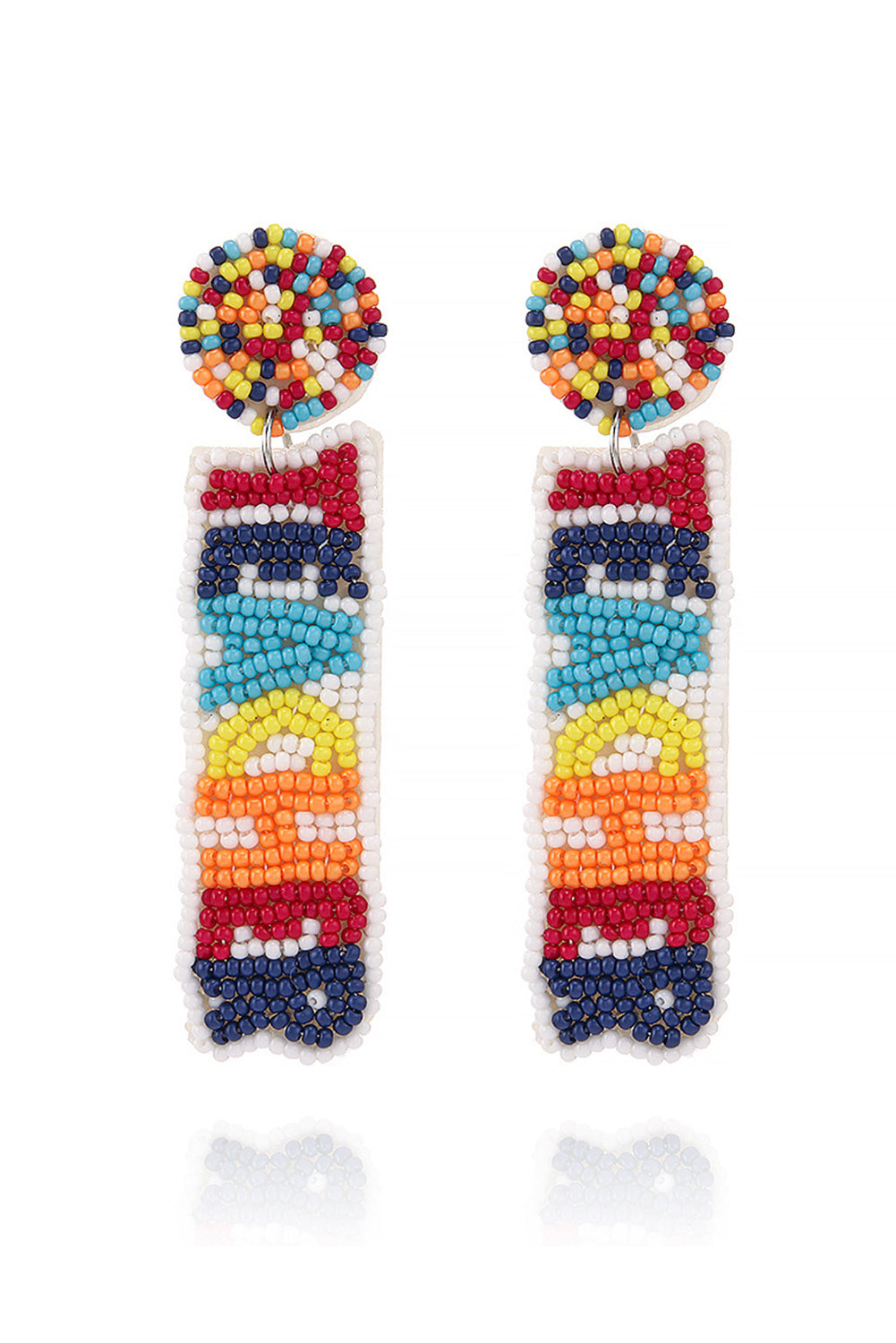 Rainbow Teacher Beaded Dangle Earrings