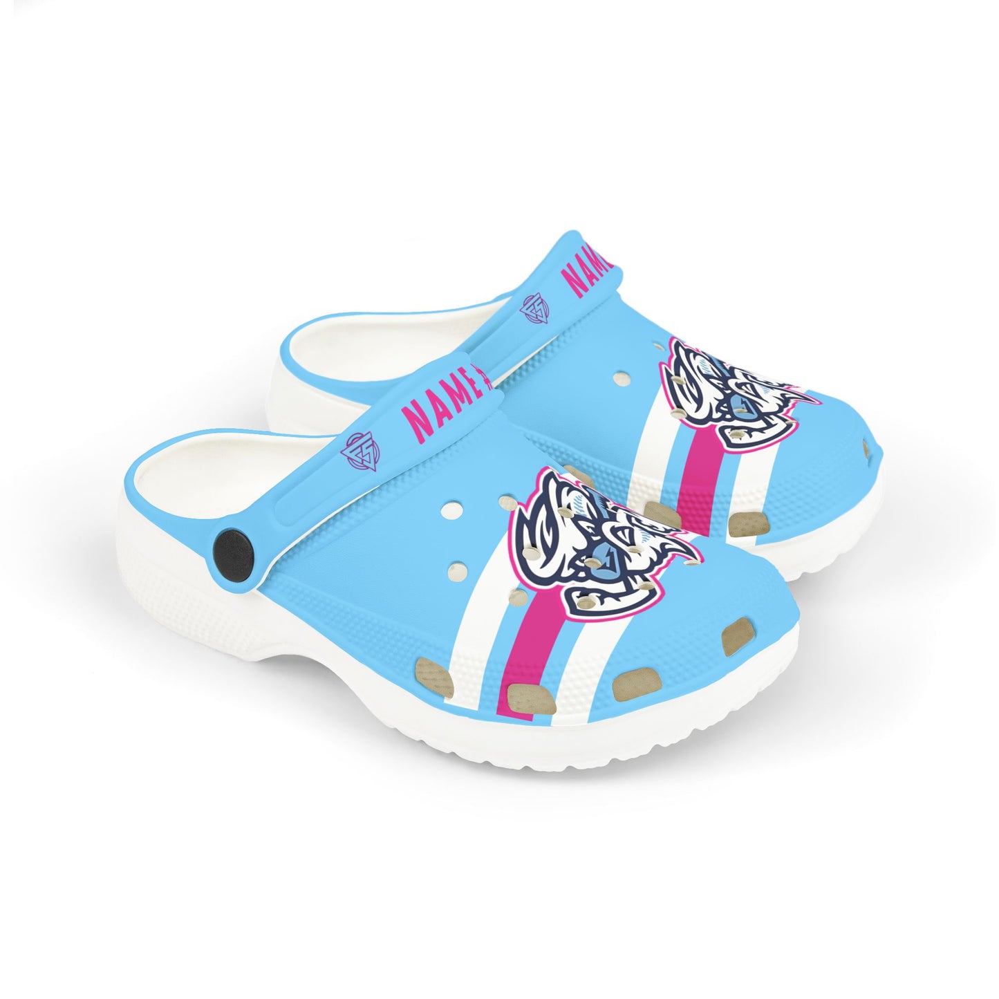 F5 Softball Kids Blue EVA Foam Clogs — Personalized "Name #1" Sporty Design