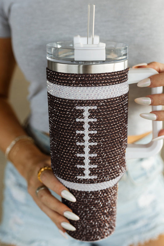 Rhinestone Football Stainless Steel Tumbler