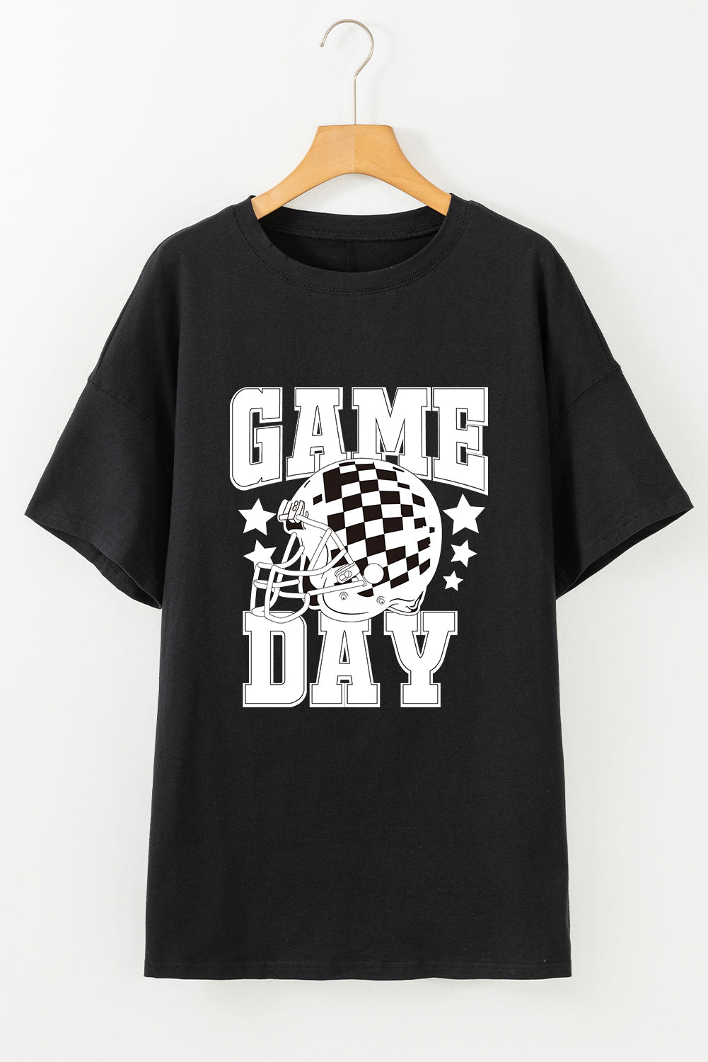 Checkerboard Football Helmet Printed Oversized T Shirt