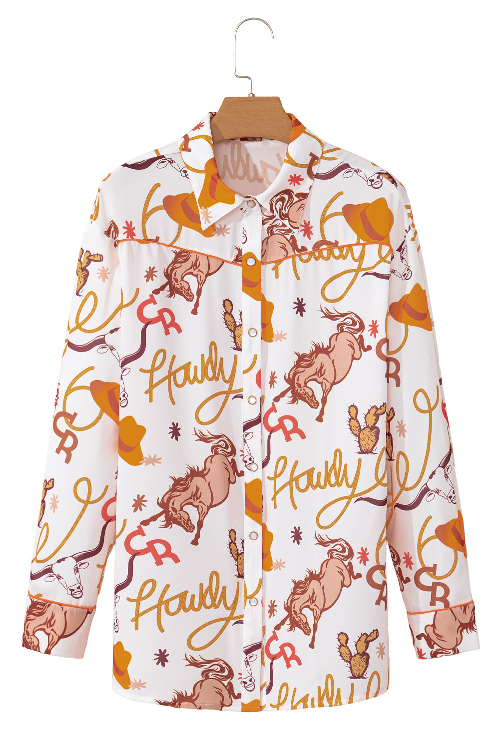 Beige Howdy Animal Pattern Button Up Shirt