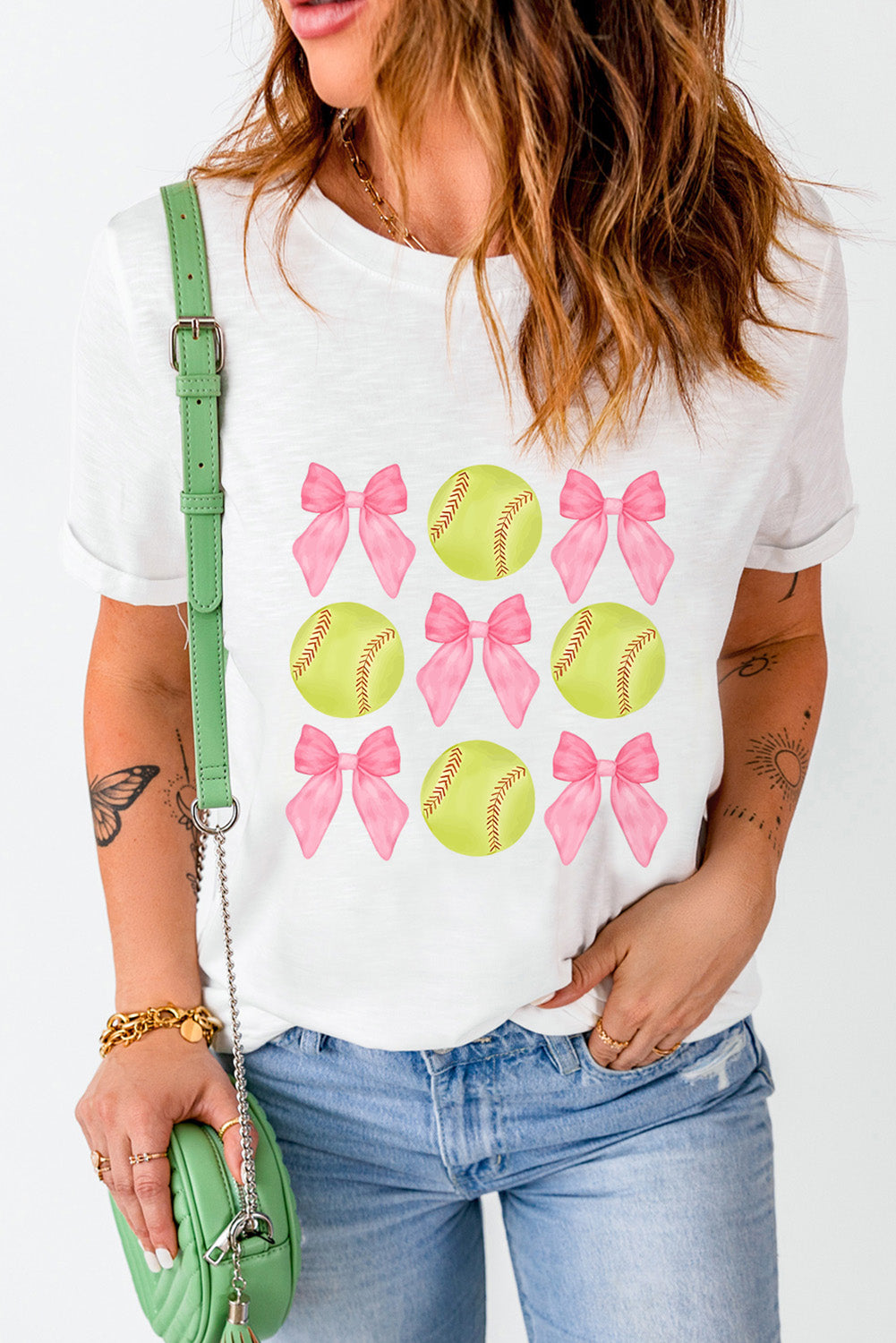 White Bow Softball Tee