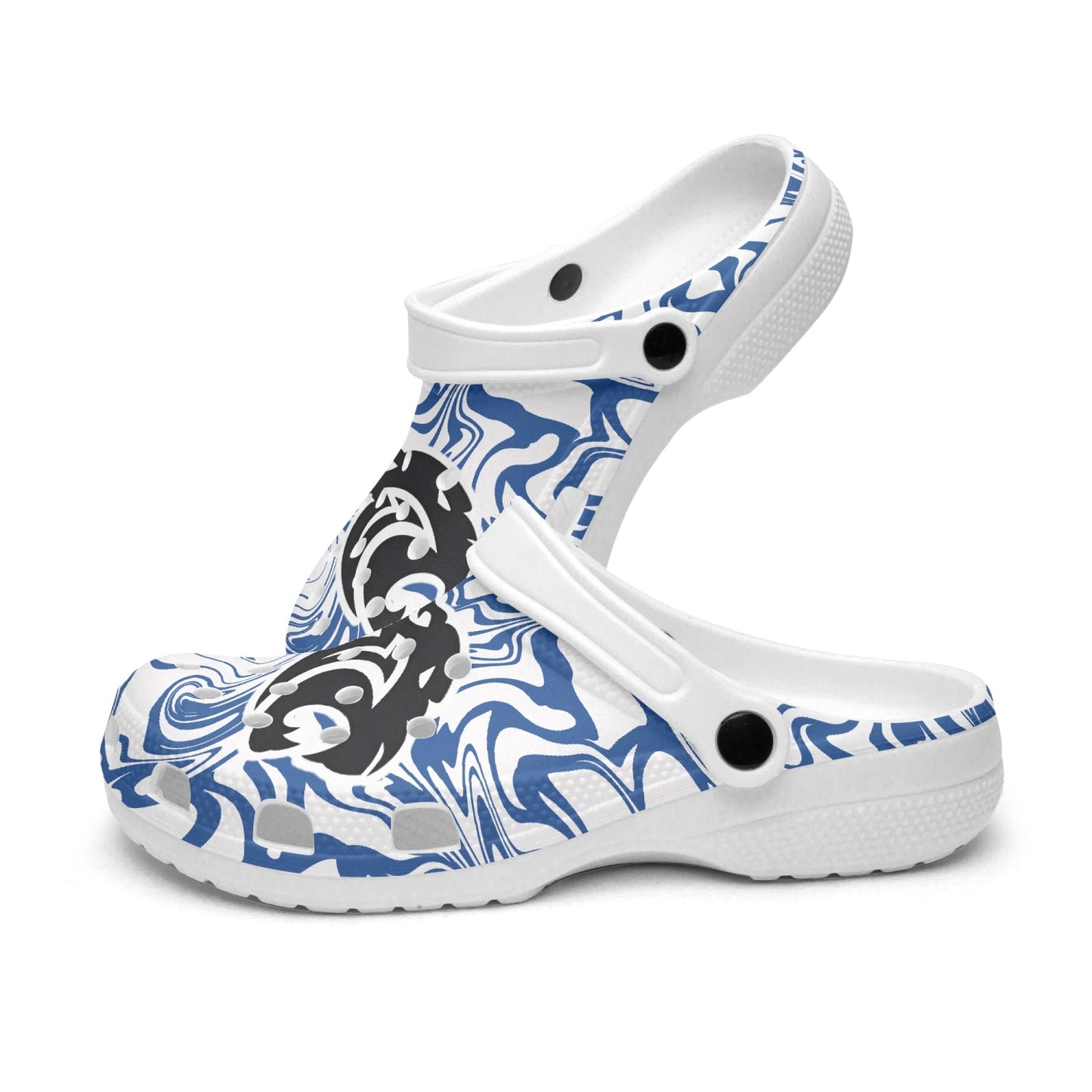 Panthers Psychedelic White and Blue "Crocs"