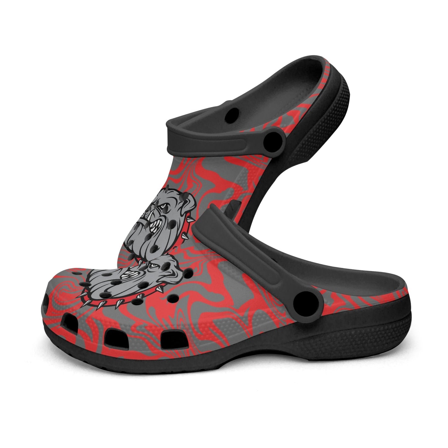 Bulldogs Red and Gray Psychedelic "Crocs)