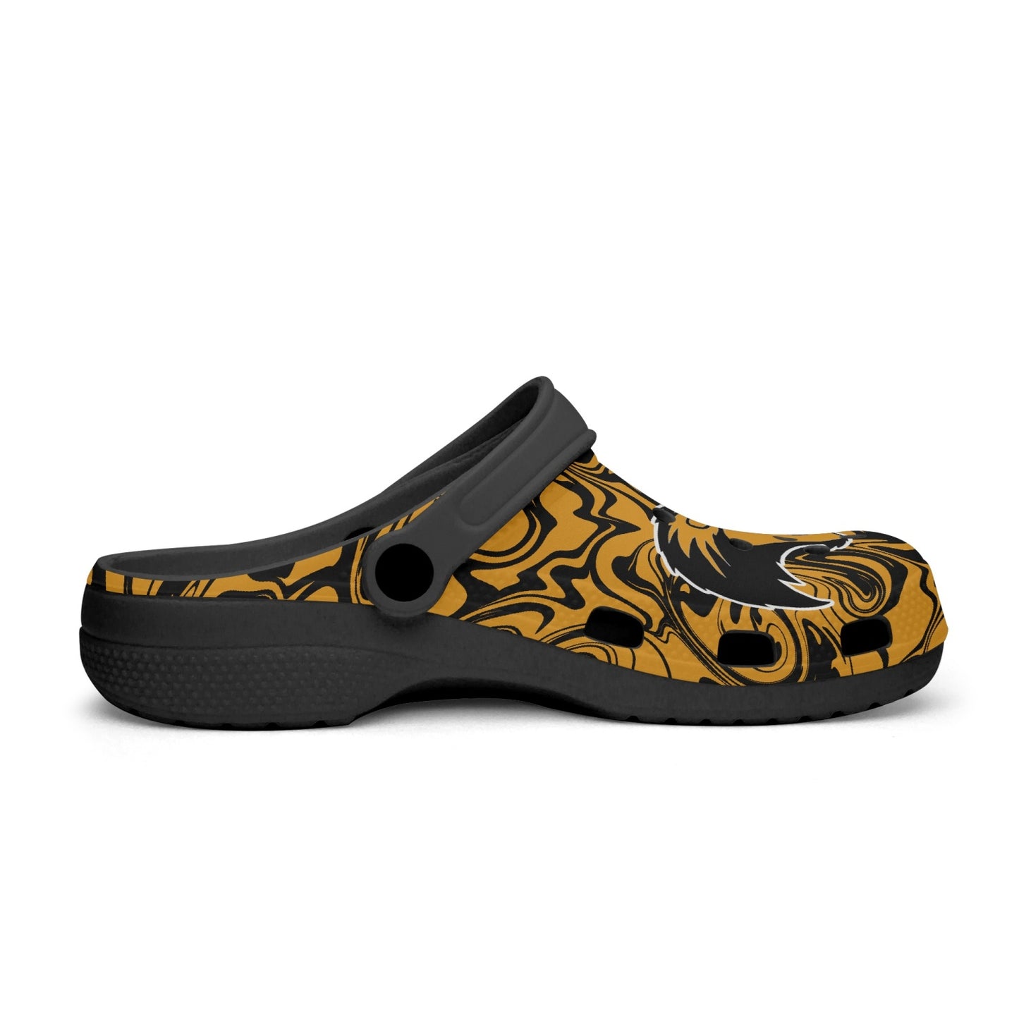 Psychedelic Orange and Black Lions "Crocs"