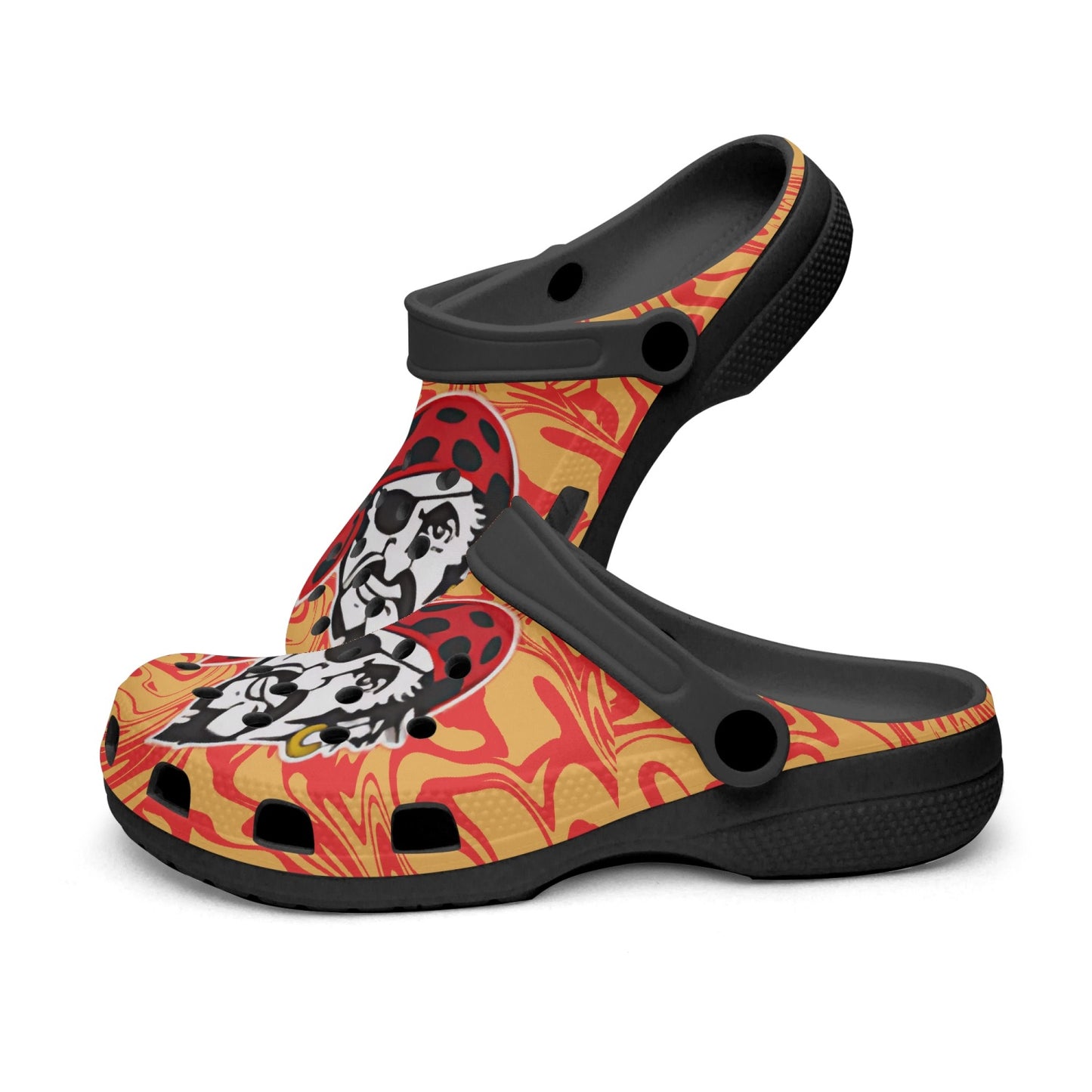 Psychadelic Black Pirate Pride Foam Clogs