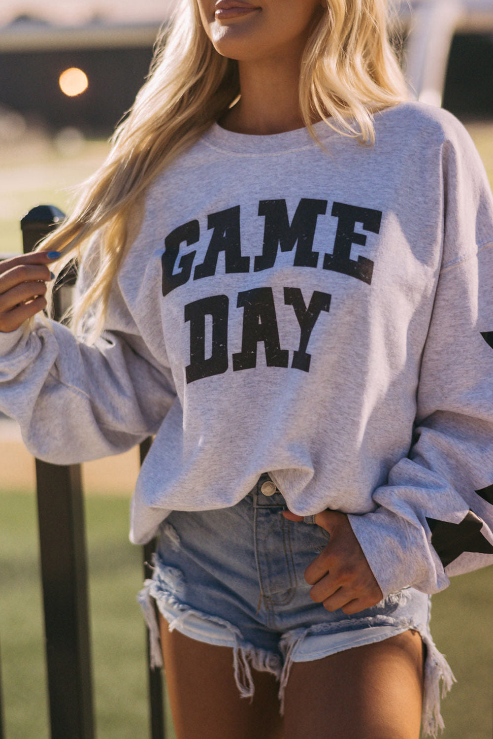 Be a Star! Grey and Black Game Day Graphic Sweatshirt