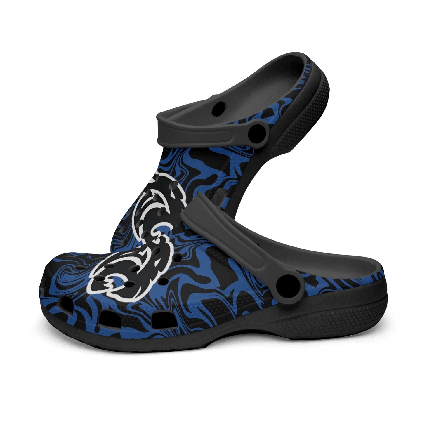 Panthers Black and Blue Psychedelic "Crocs"