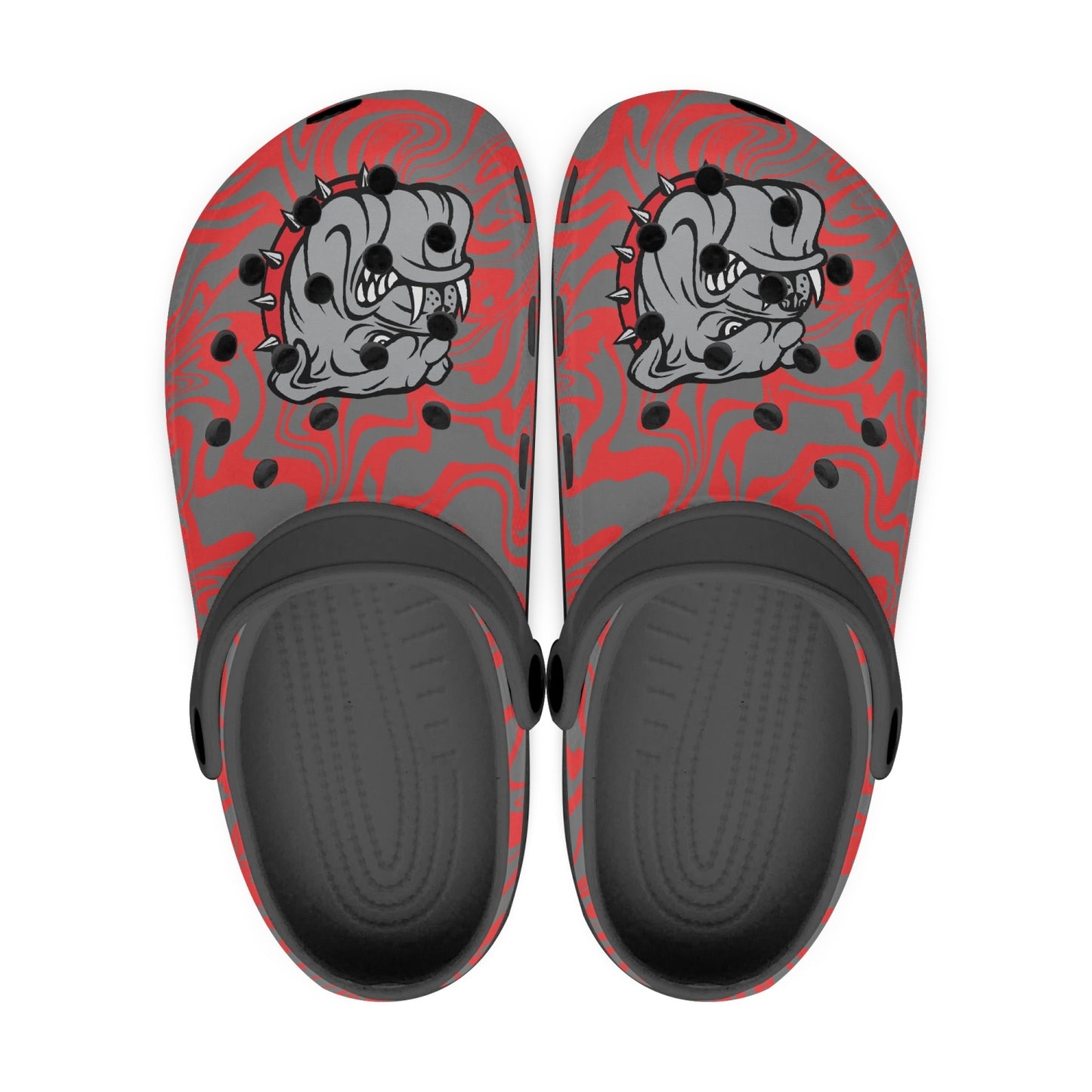 Bulldogs Red and Gray Psychedelic "Crocs)