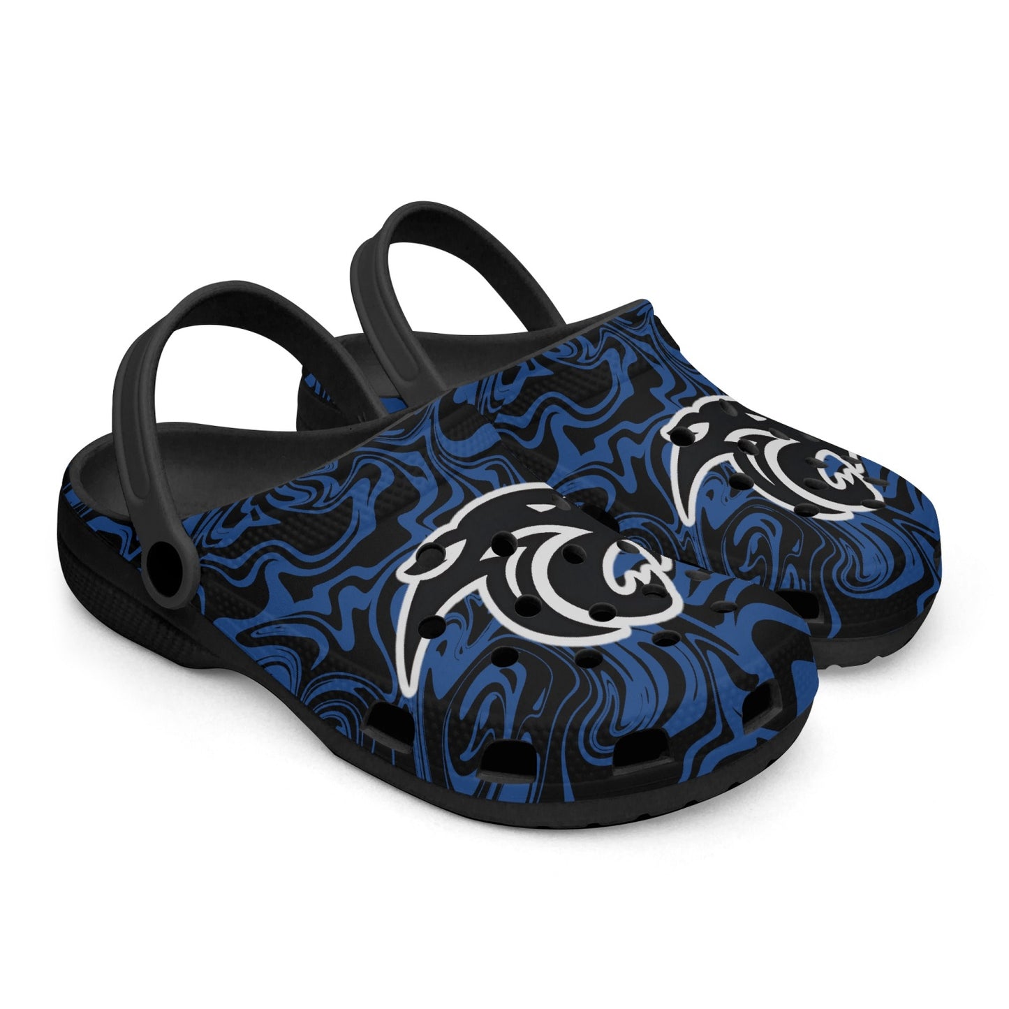 Panthers Black and Blue Psychedelic "Crocs"