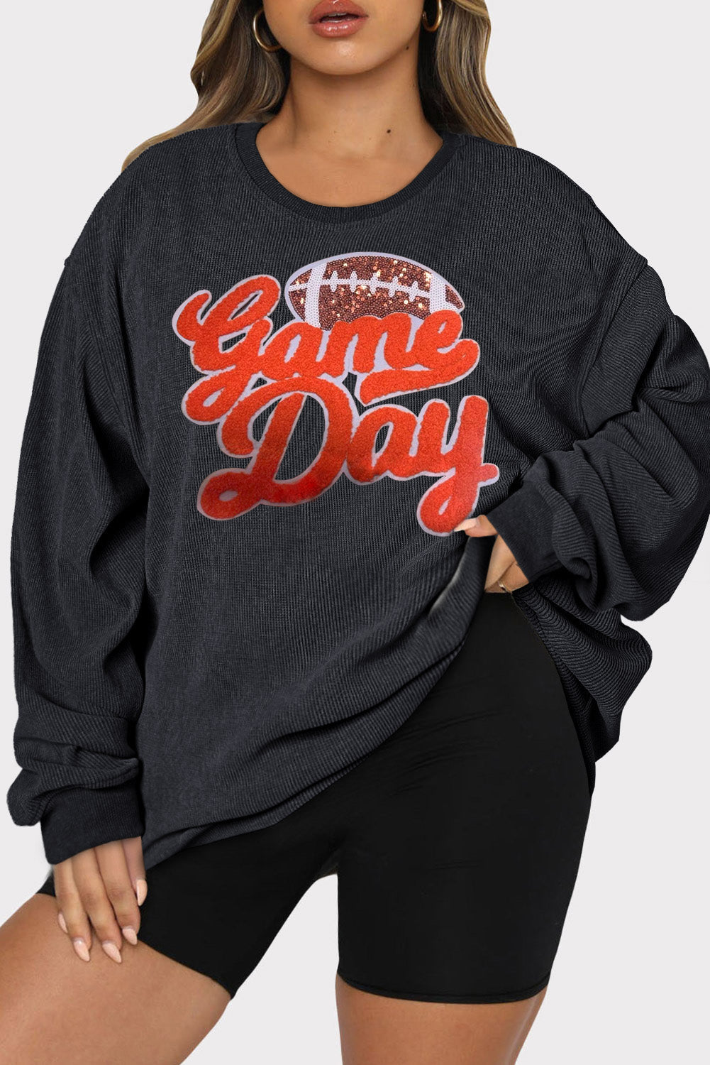 Game Day Chenille Football Plus Size Sweatshirt