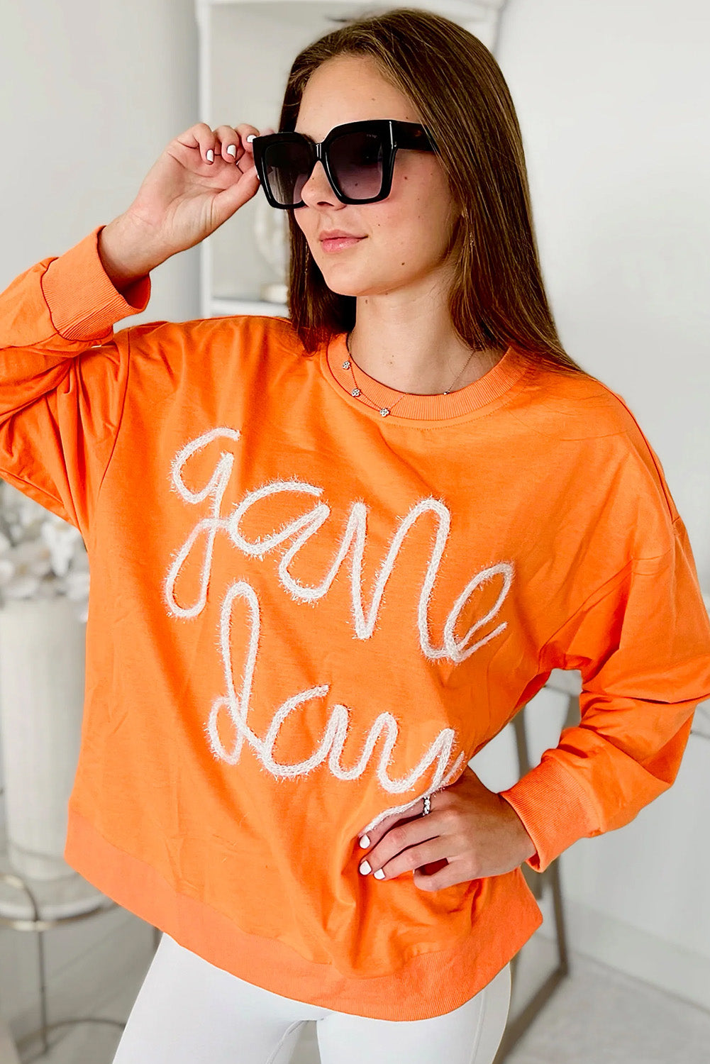 Orange Game Day Graphic Casual Top