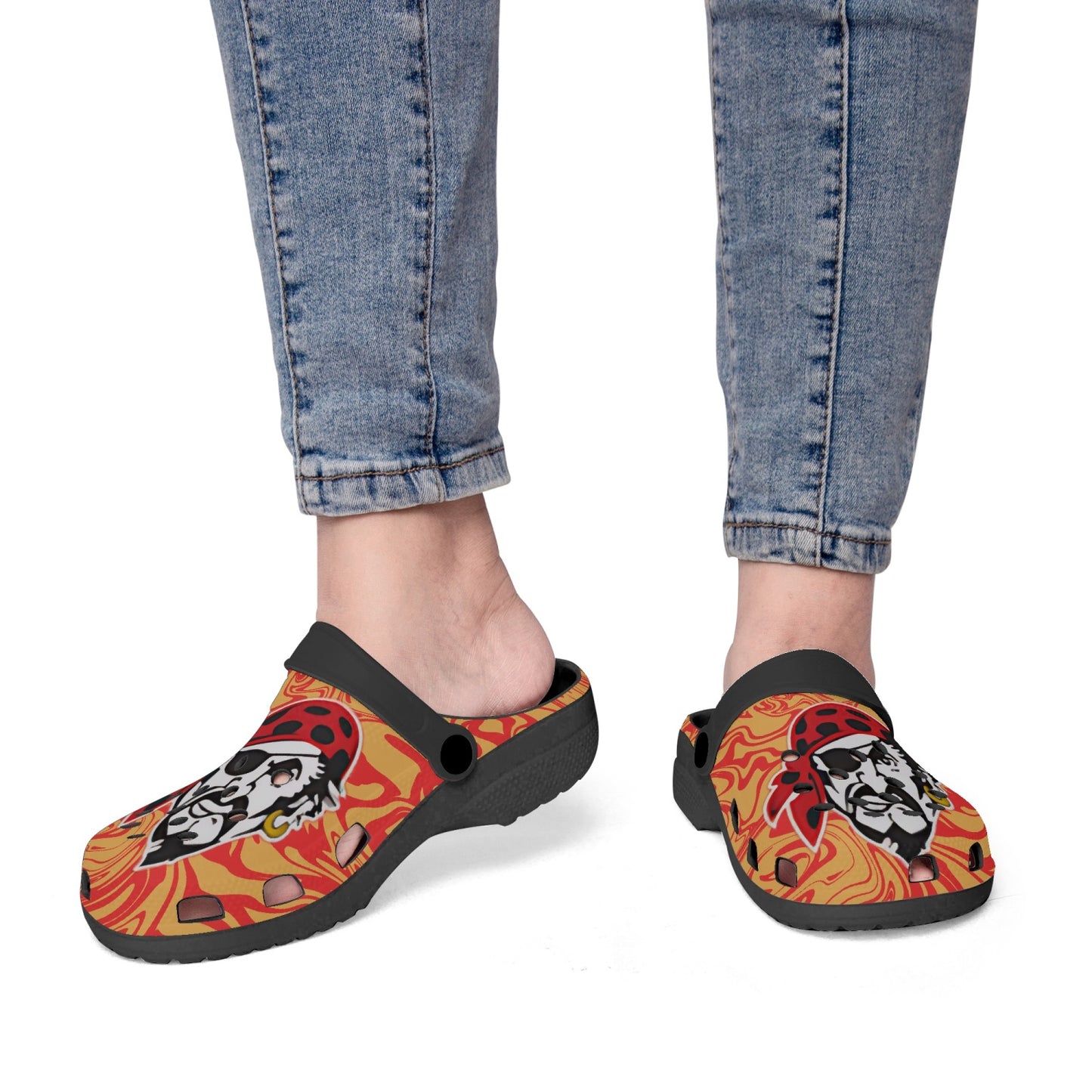 Psychadelic Black Pirate Pride Foam Clogs