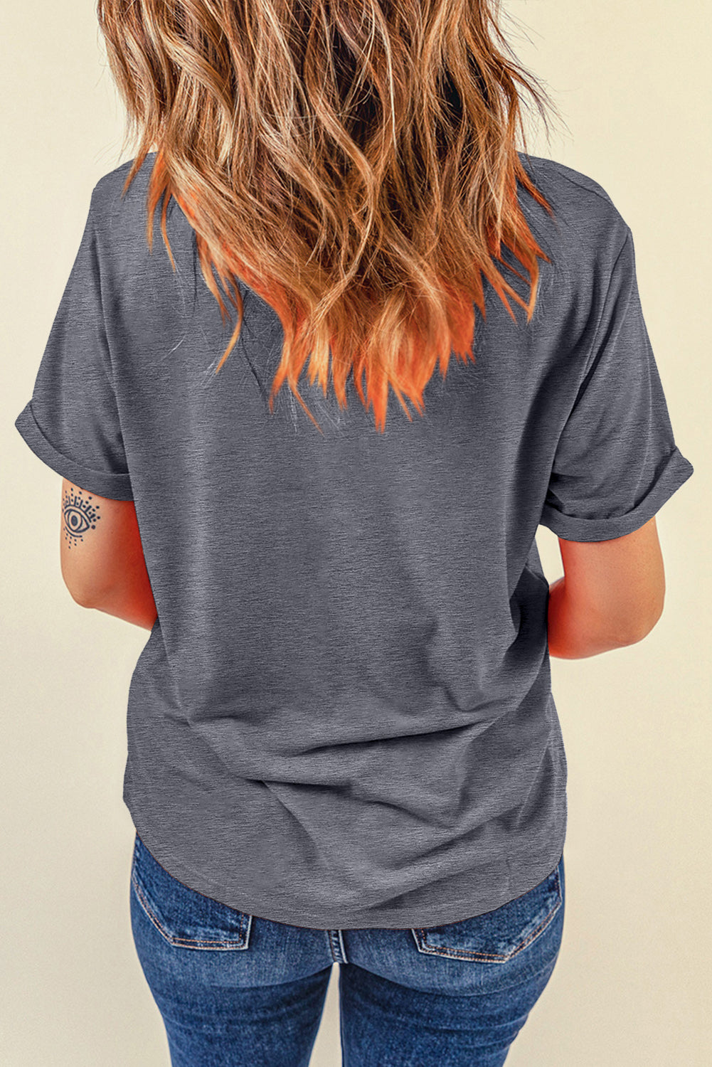 Gray Baseball Bat Sequins Patch Graphic Game Day Casual Tee