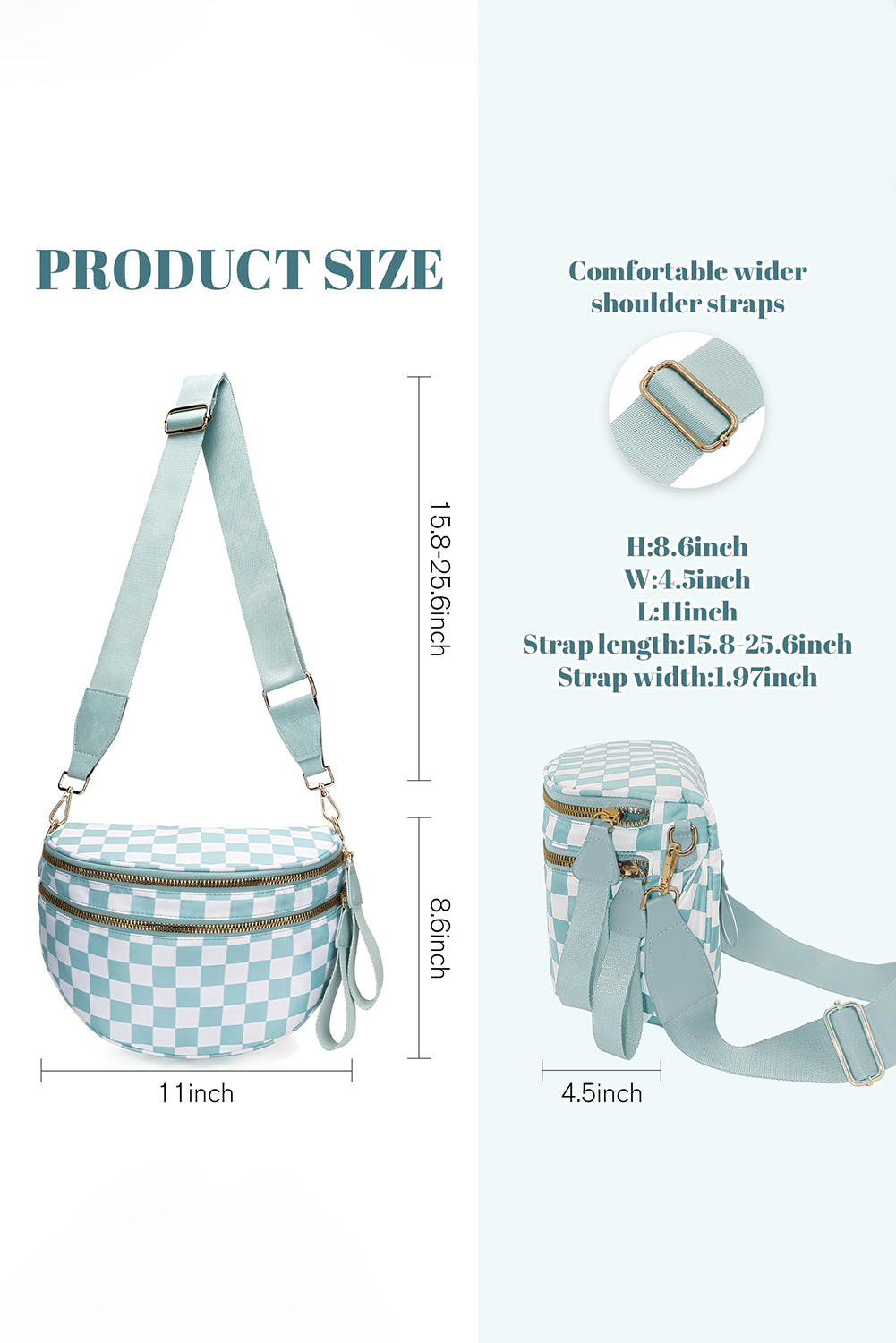 Fiery Red Checkered Print Wide Strap Large Crossbody Bag