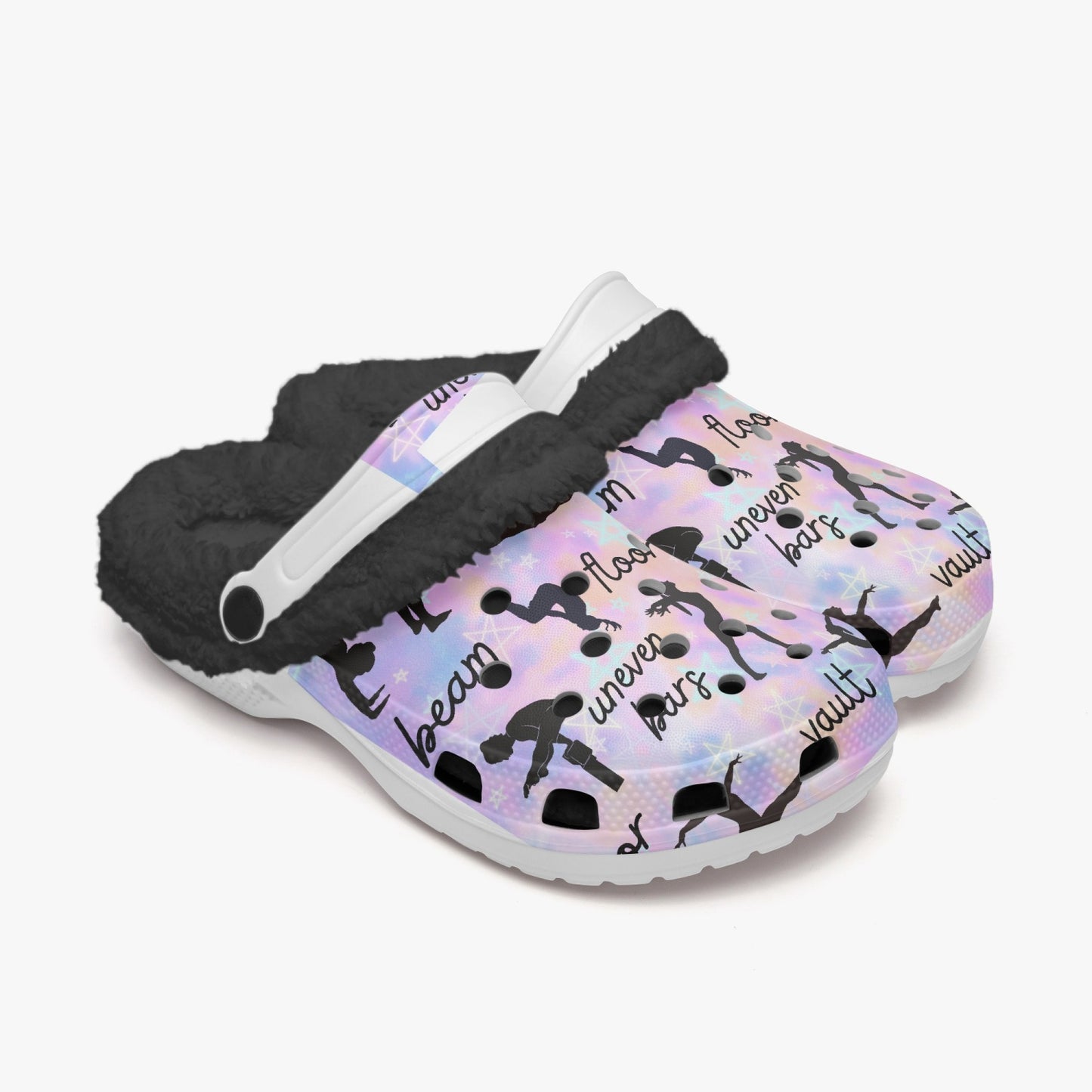 Gymnastics Print Fleeced Lined "crocs"