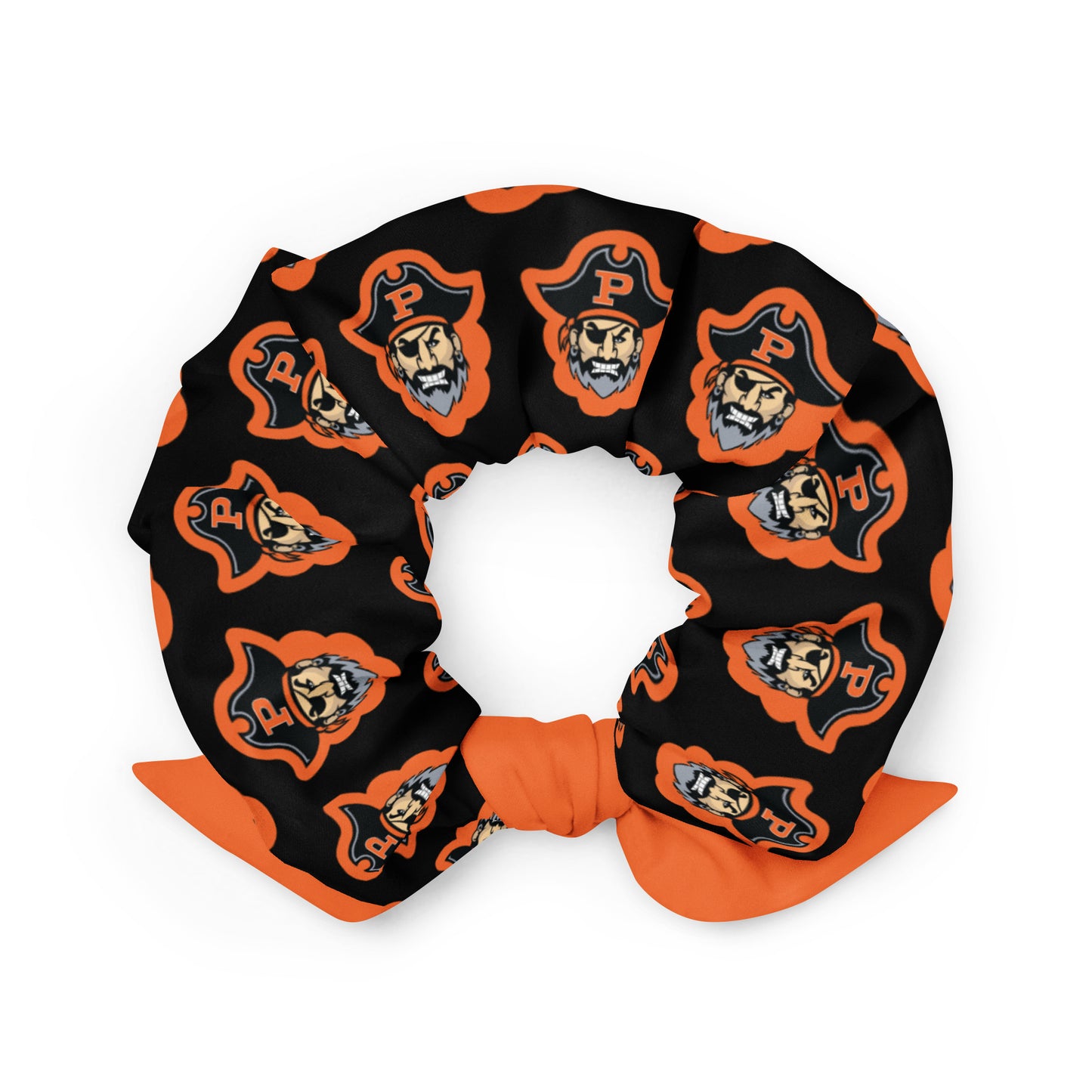 Orange and Black Pirates Recycled Scrunchie