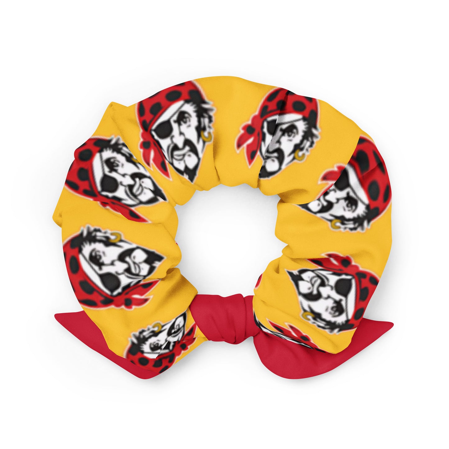 Red and Gold Pirates Recycled Scrunchie