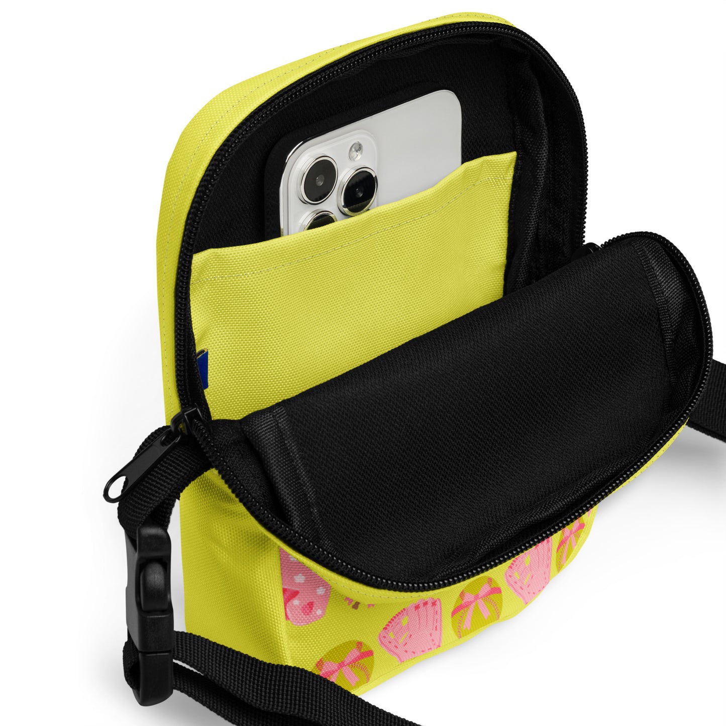 Pink and Yellow Softball Crossbody Bag