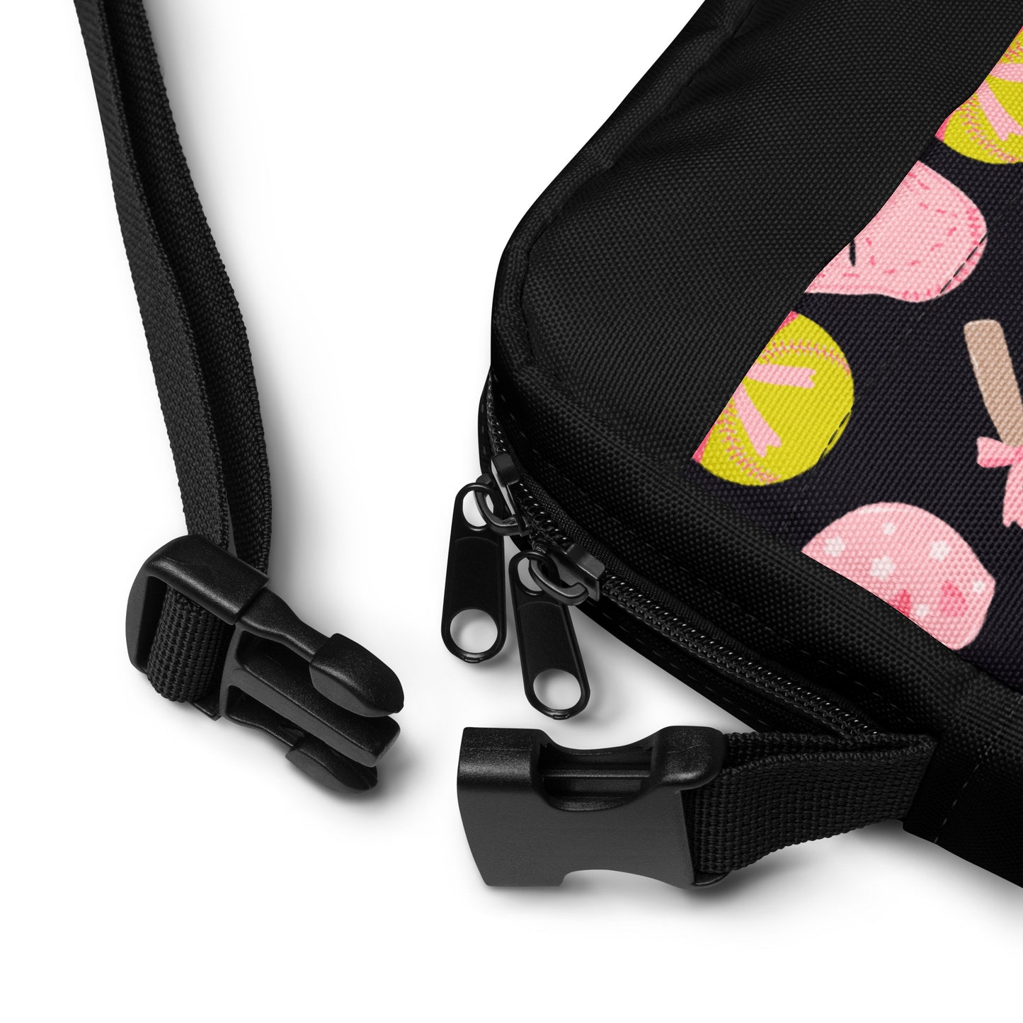 Pink and Black Softball Crossbody bag