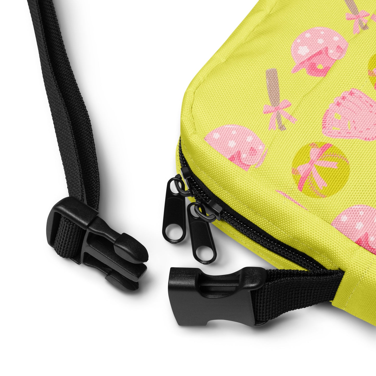 Pink and Yellow Softball Crossbody Bag