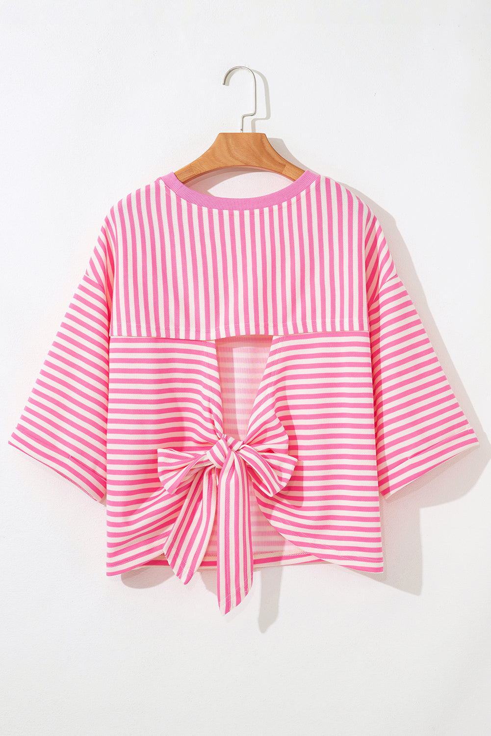 Red Striped Bowknot Backless T-Shirt