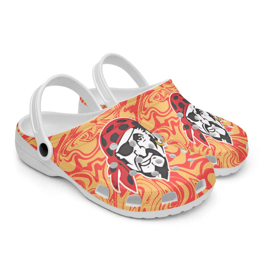 Psychedelic White Pirate Pride Crocs