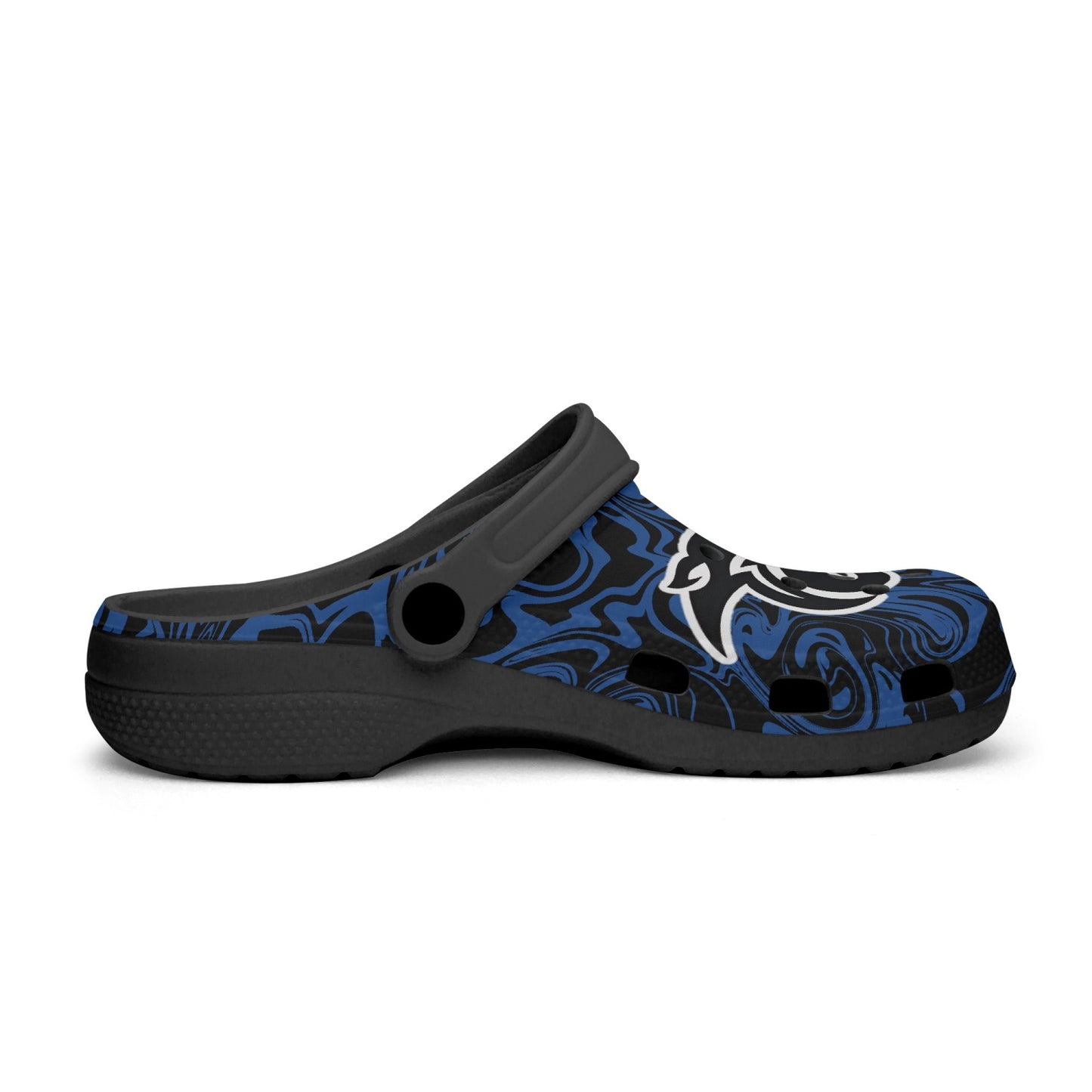 Panthers Black and Blue Psychedelic "Crocs"