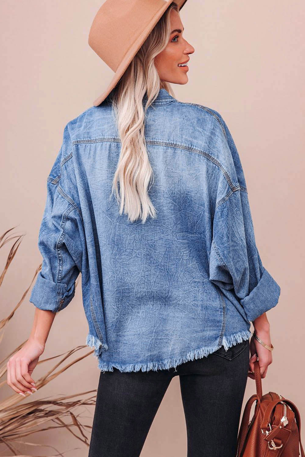 Sequin Football Raw Hem Denim Jacket