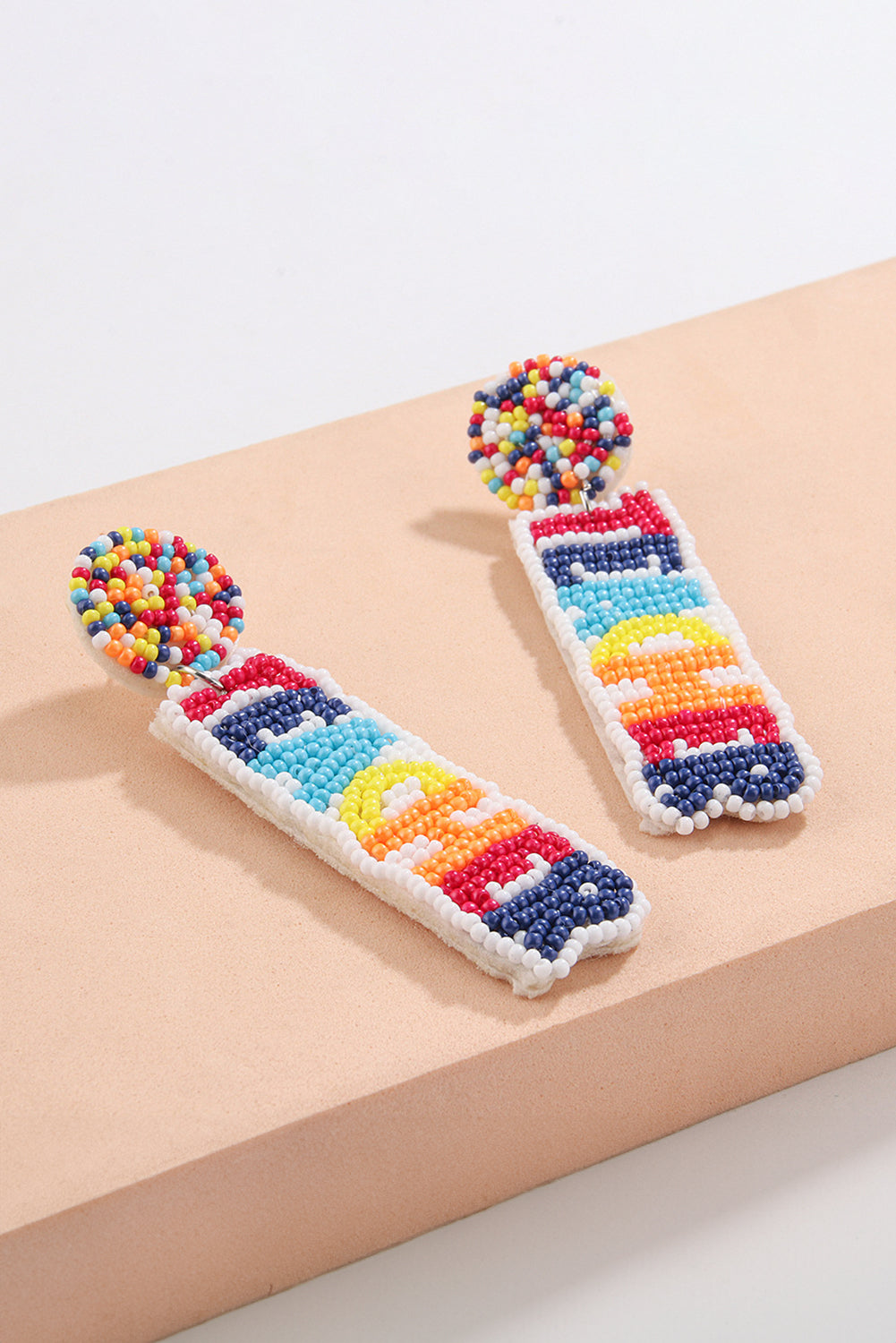 Rainbow Teacher Beaded Dangle Earrings