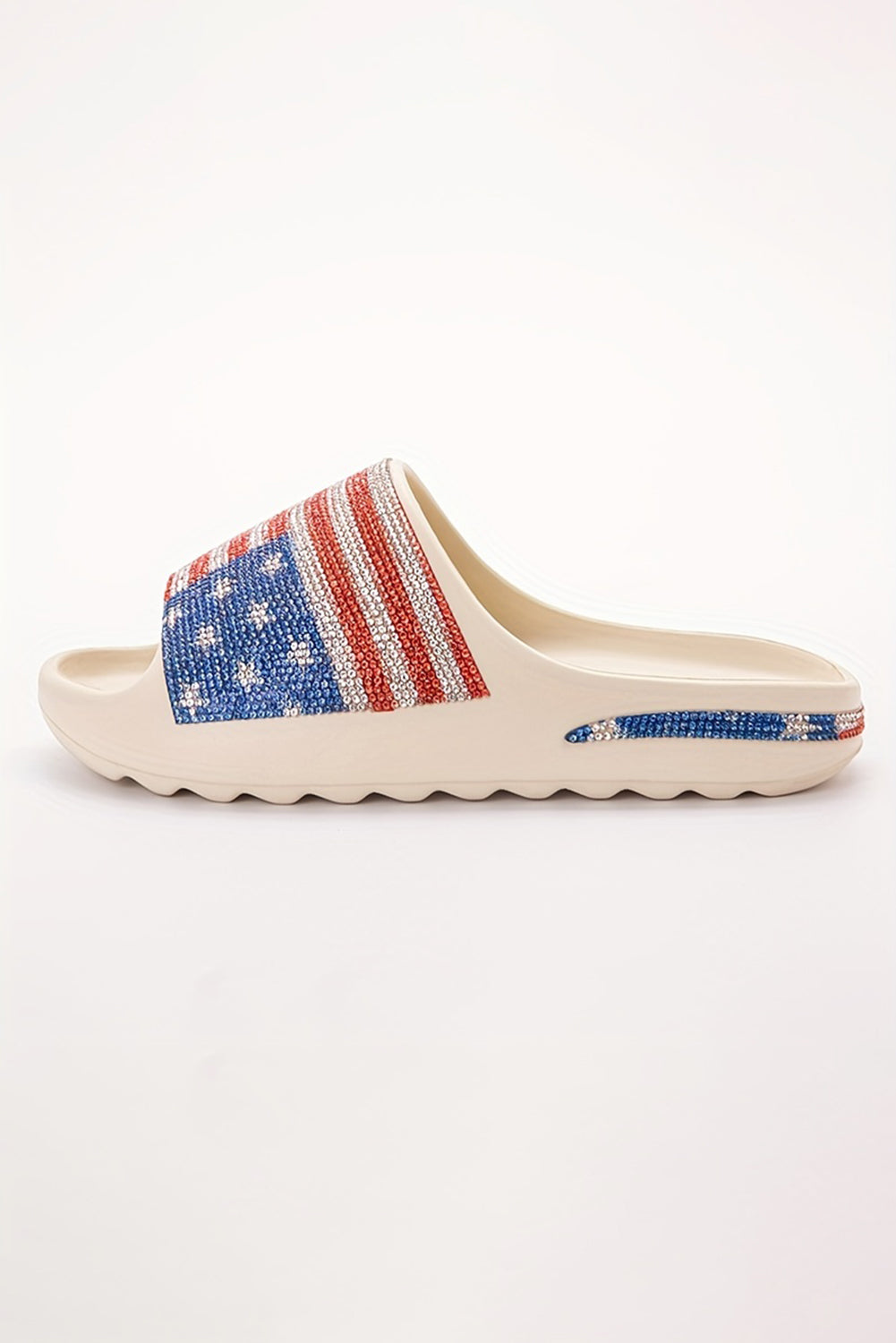 White Rhinestone American Flag Cloud Sandals