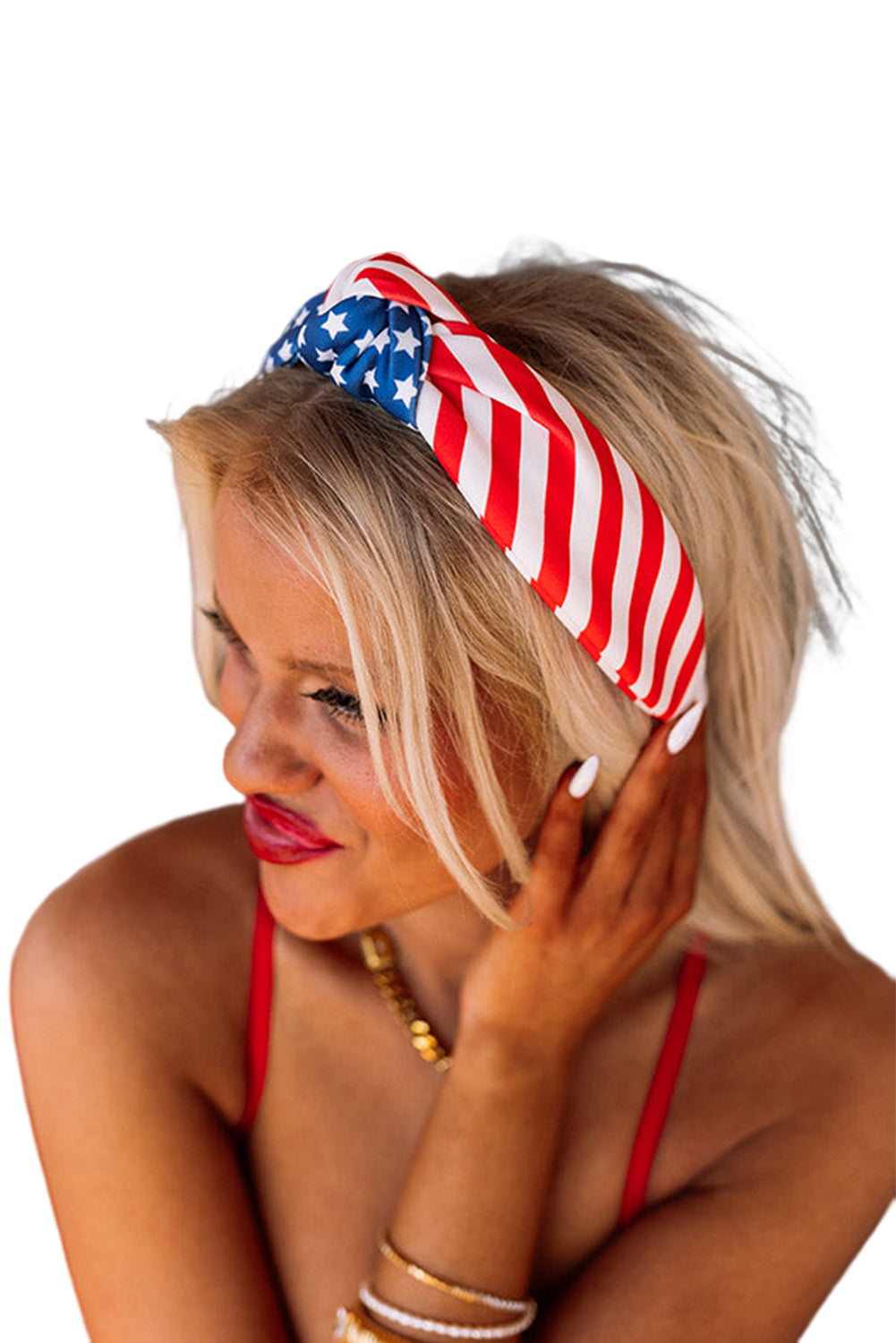 American Flag Bow Knot Wide Headband