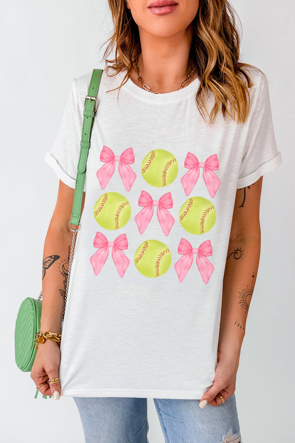 White Bow Softball Tee