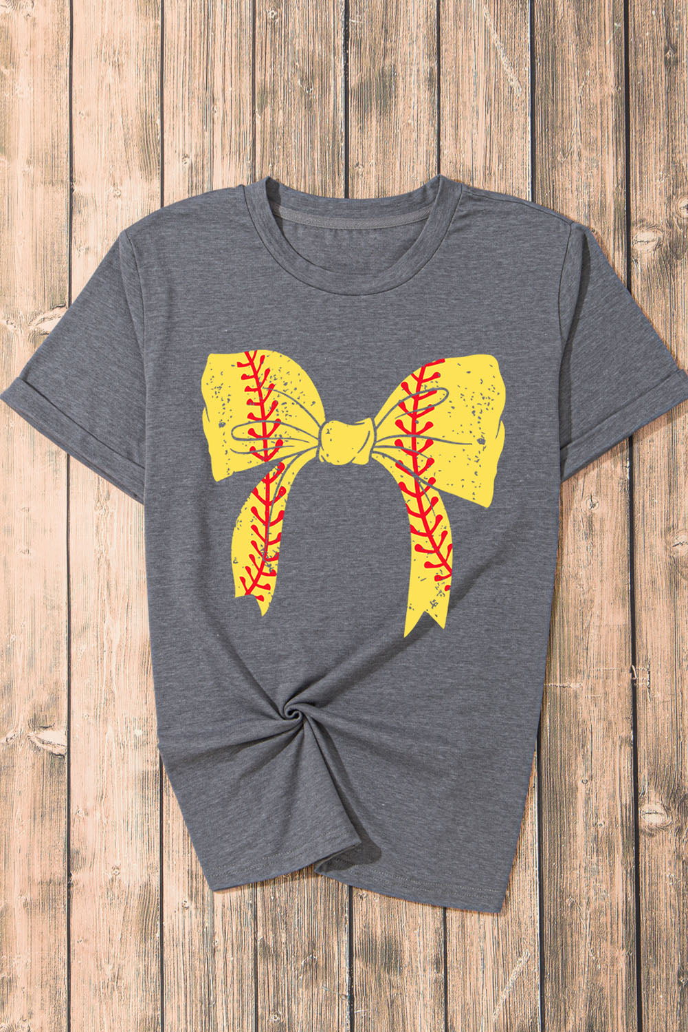 Softball Bowknot Graphic Casual Tee