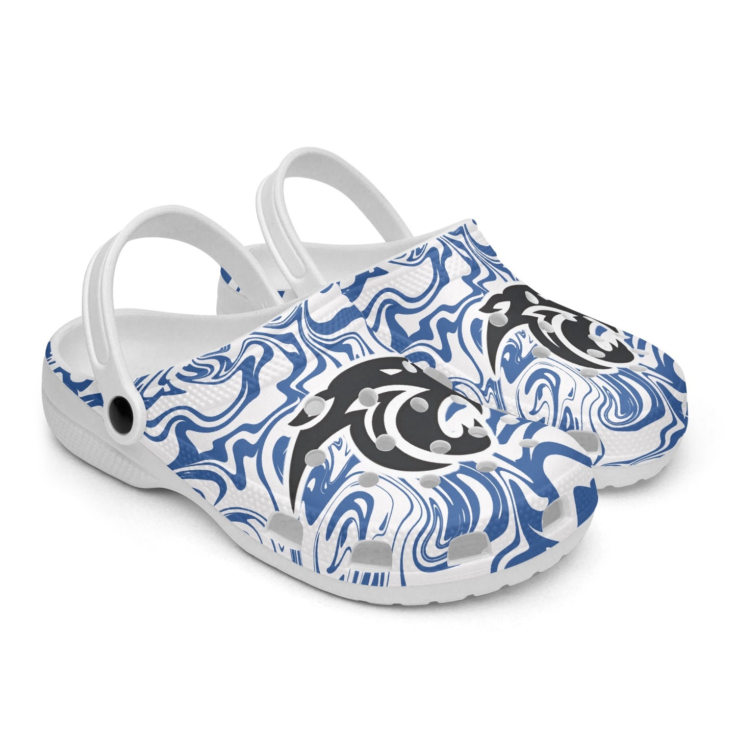 Panthers Psychedelic White and Blue "Crocs"