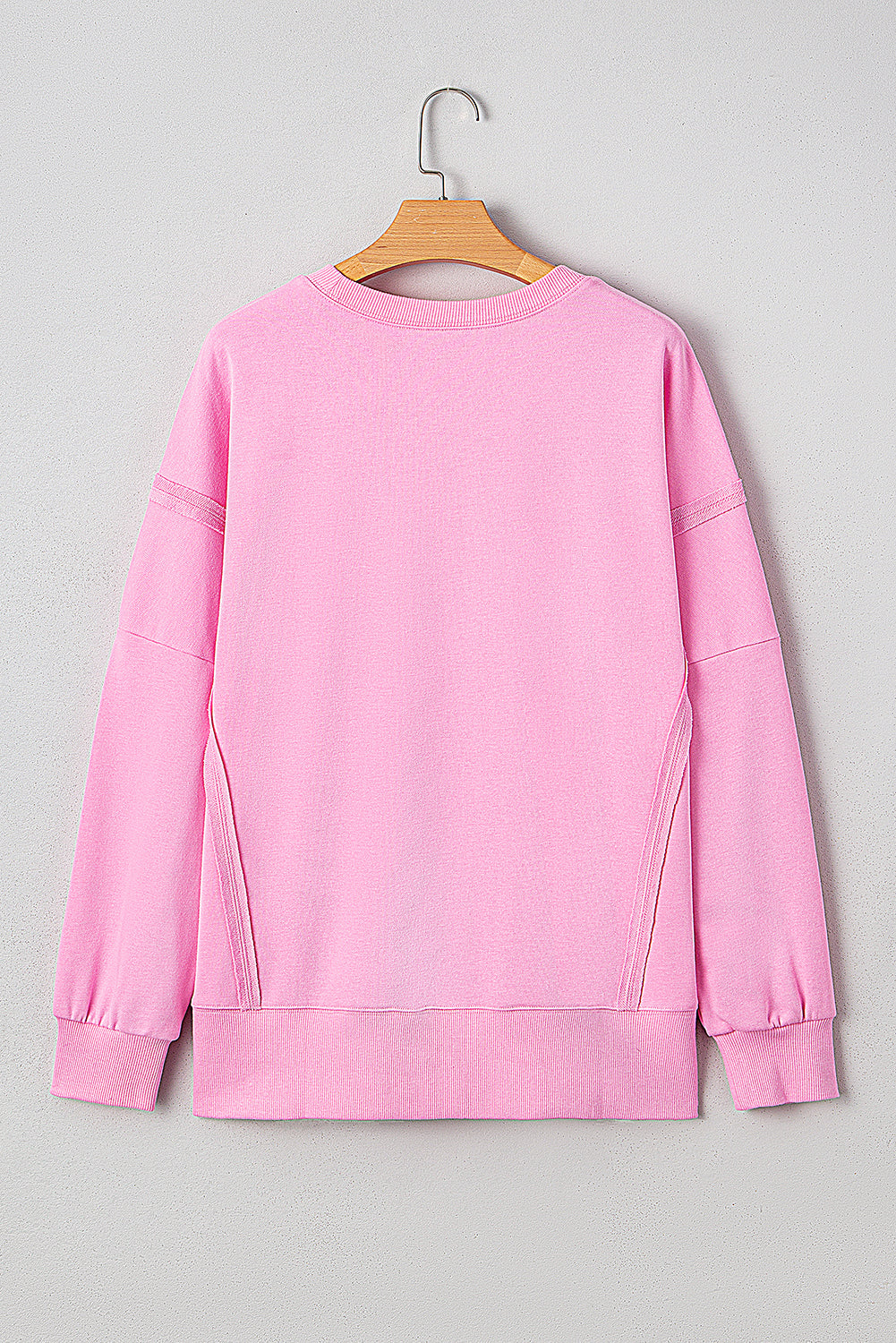 White Bow Sequin XOXO Letter Graphic Exposed Seam Baggy Sweatshirt
