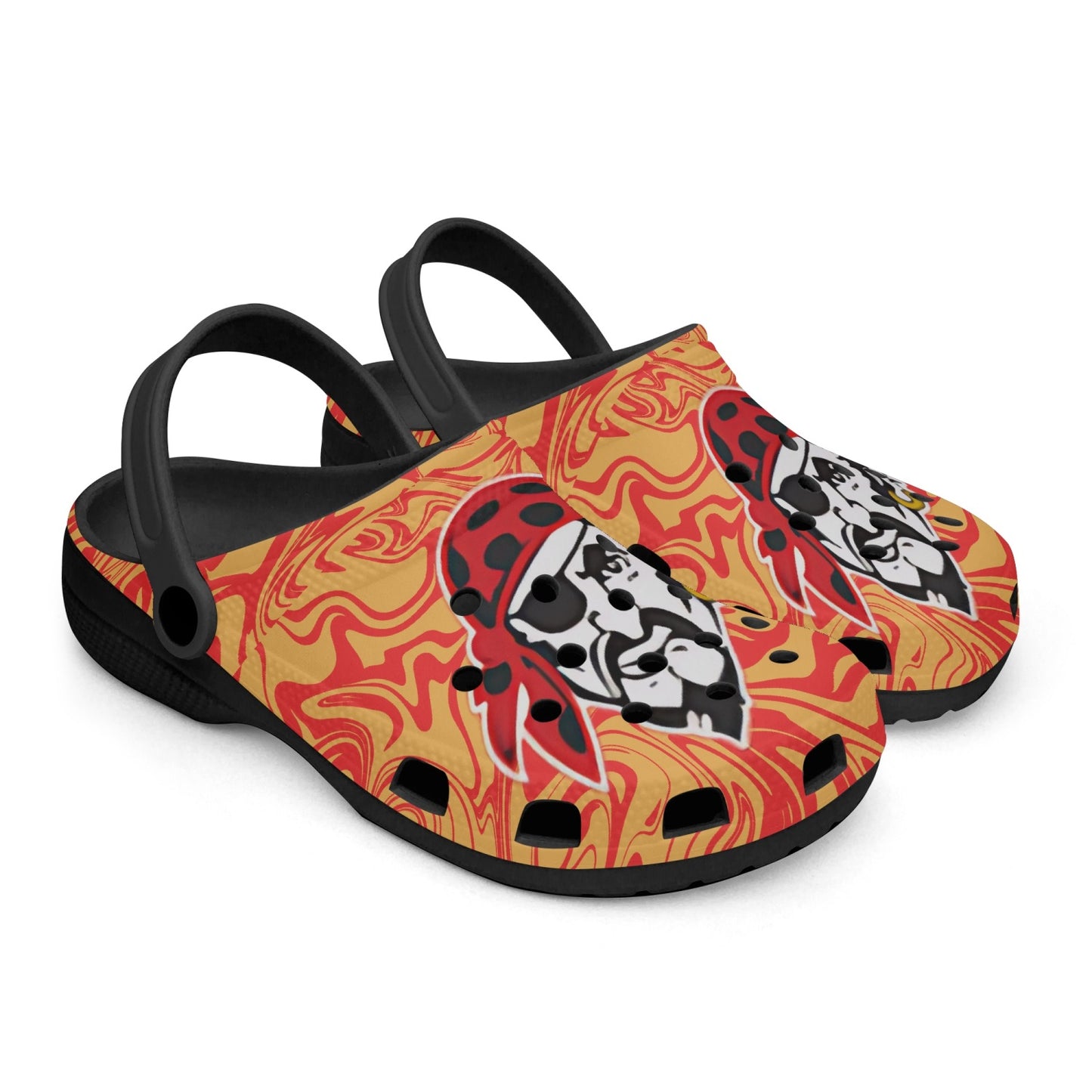 Psychadelic Black Pirate Pride Foam Clogs