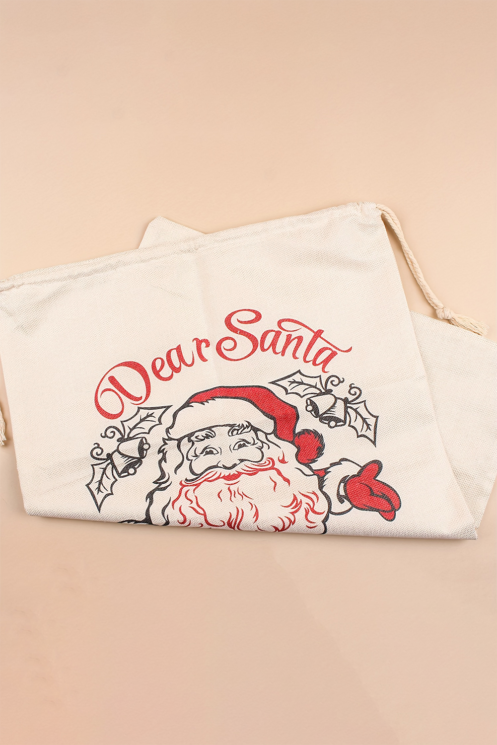 White Santa Claus Drawstring Closure Christmas Party Favor Gift Bag