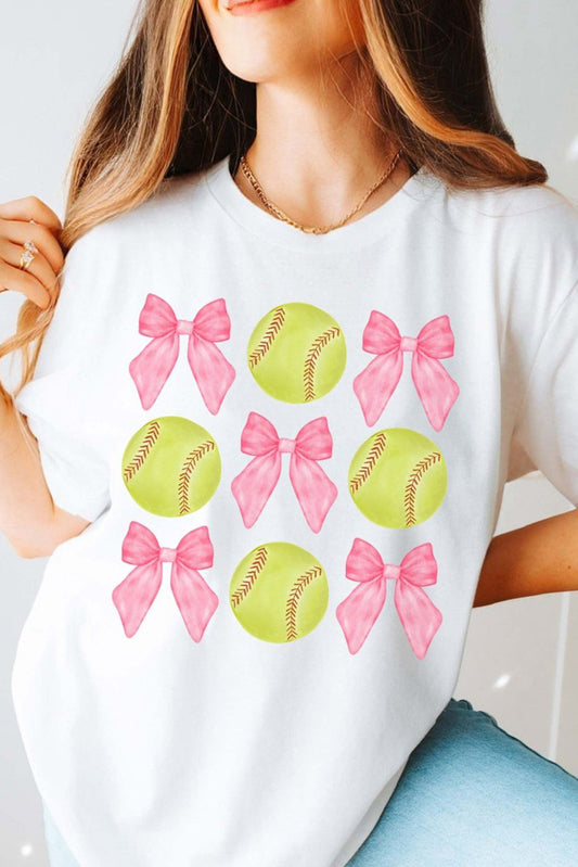 White Bow Softball Tee