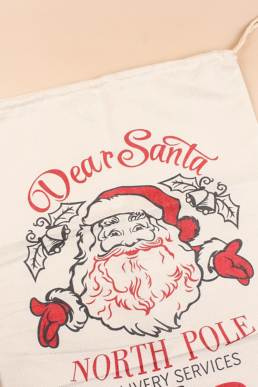 White Santa Claus Drawstring Closure Christmas Party Favor Gift Bag